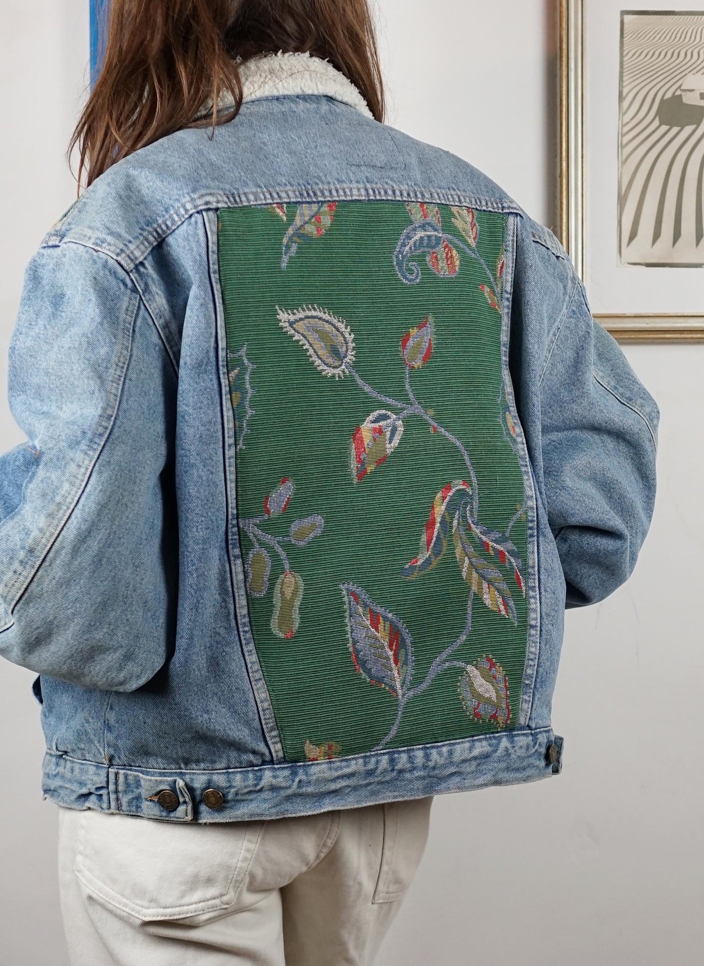 Custom Denim Sherpa Jacket - Verde Errante