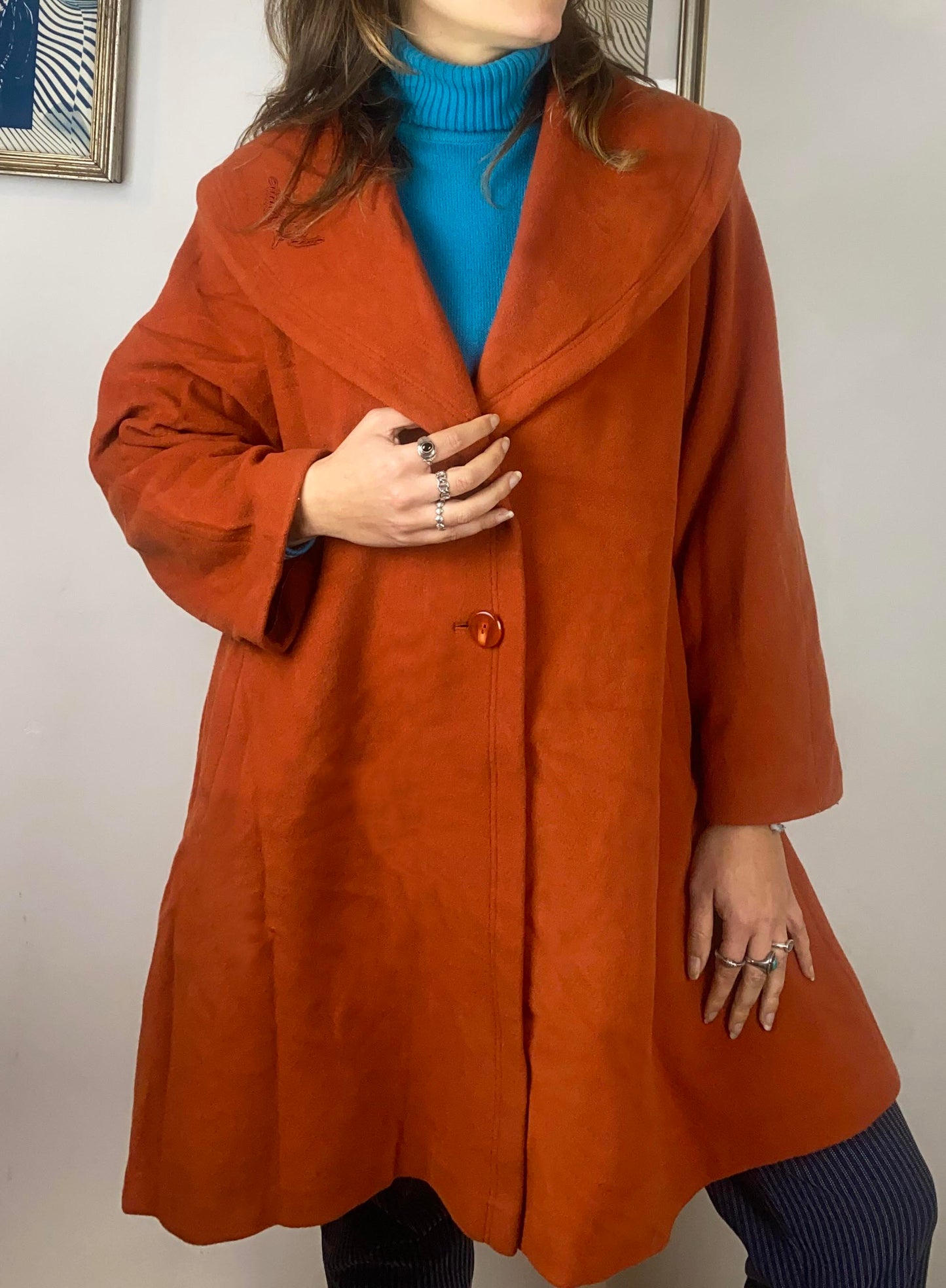 Cappotto vintage in lana arancio