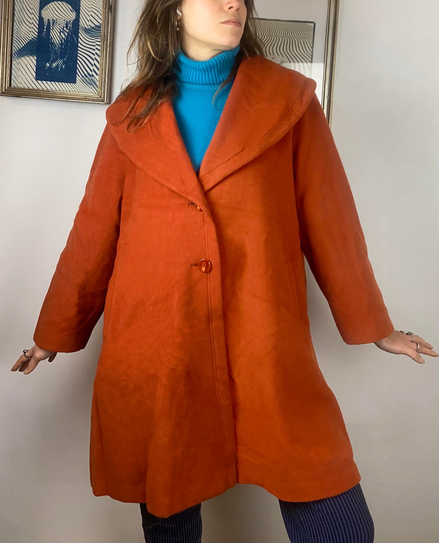 Cappotto vintage in lana arancio