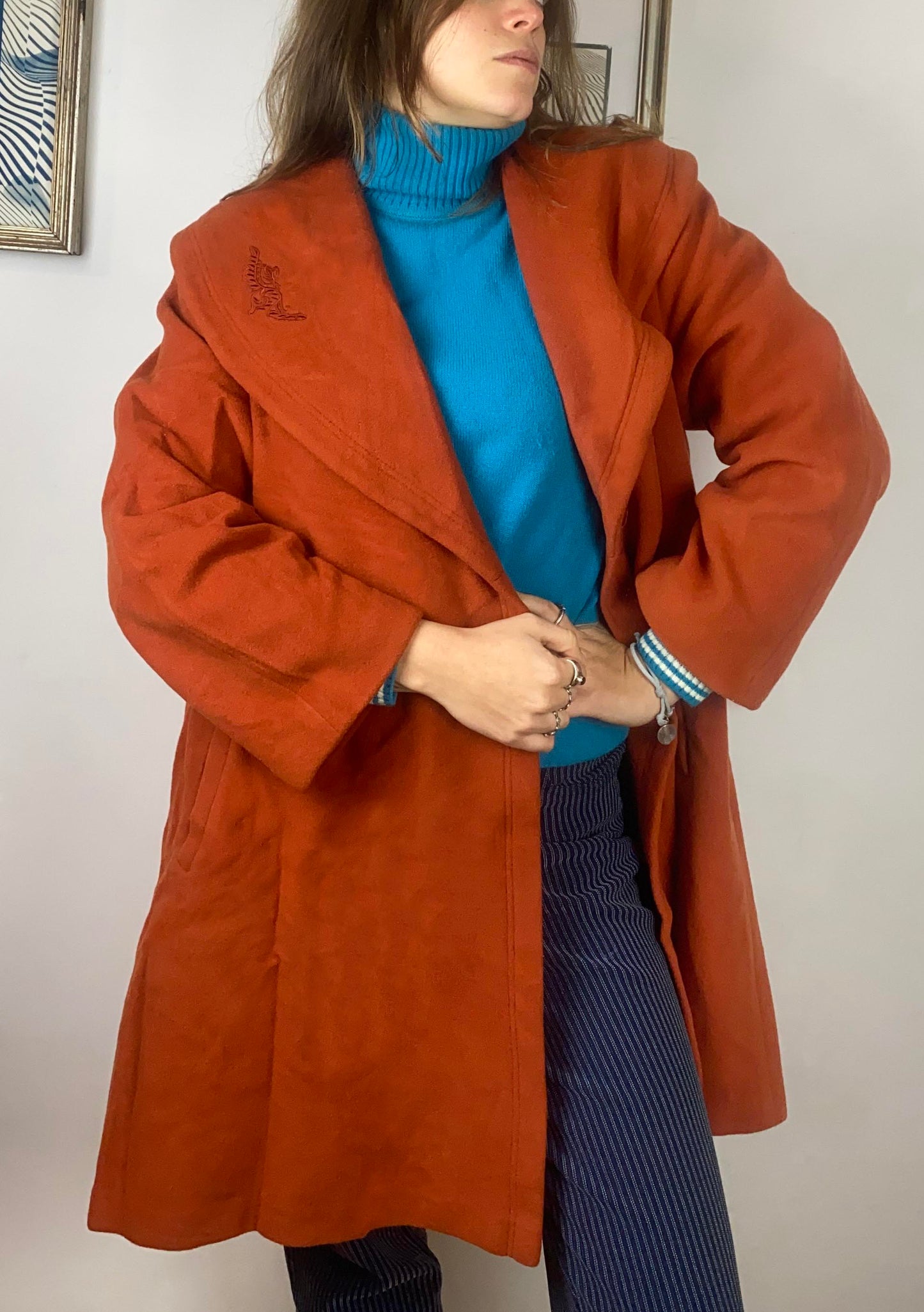 Cappotto vintage in lana arancio
