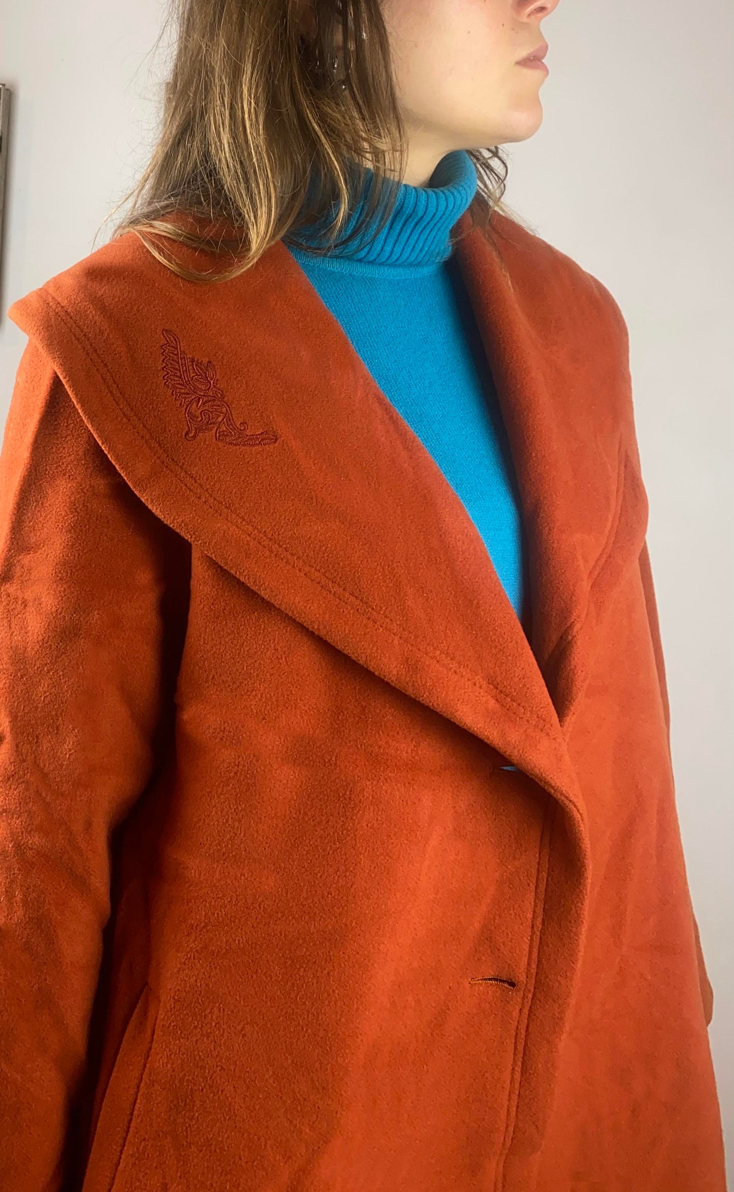 Cappotto vintage in lana arancio