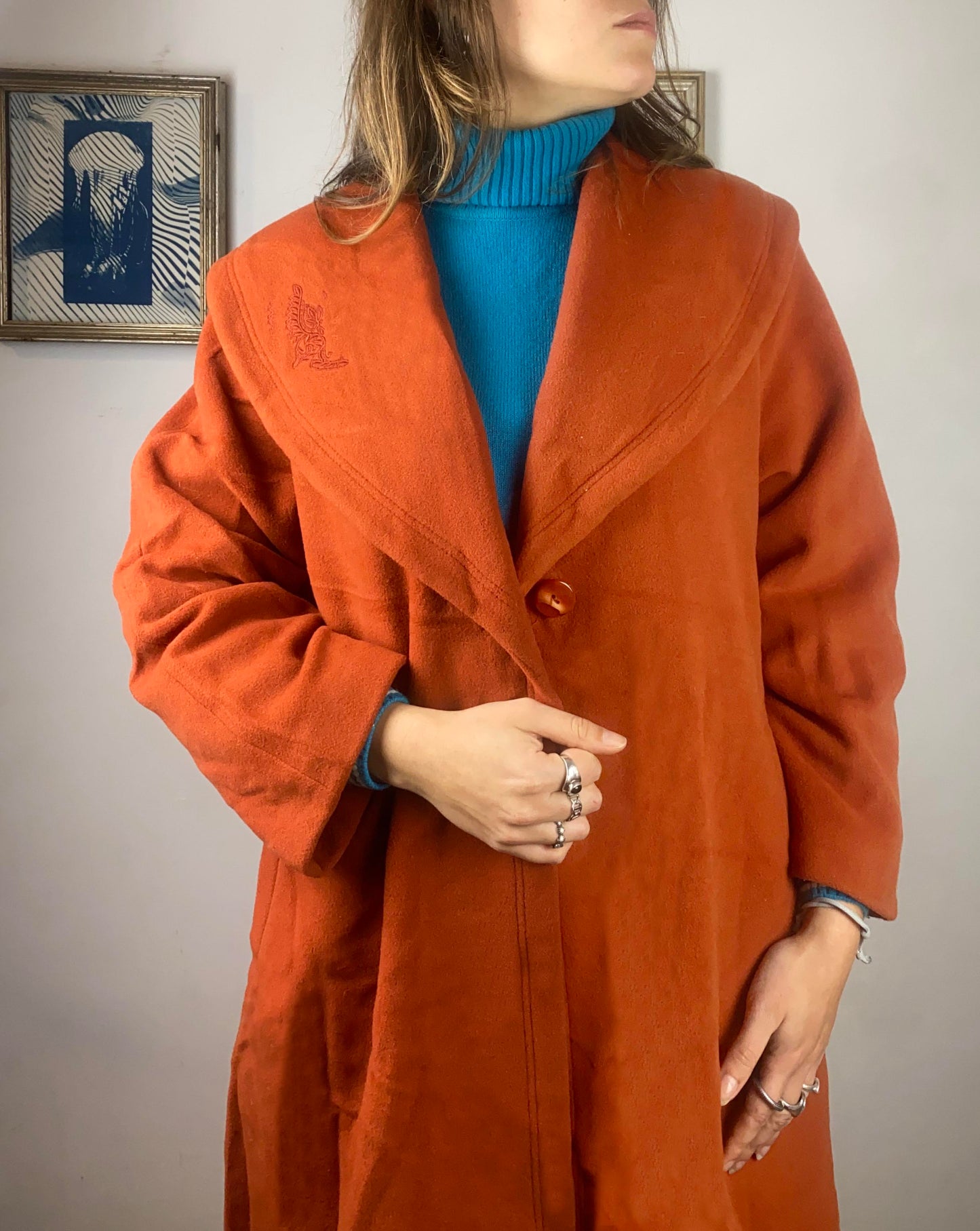 Cappotto vintage in lana arancio
