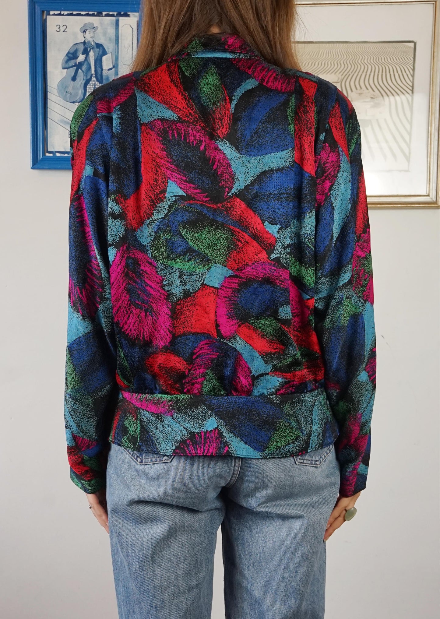 Camicia multicolor fantasia astratta anni 80