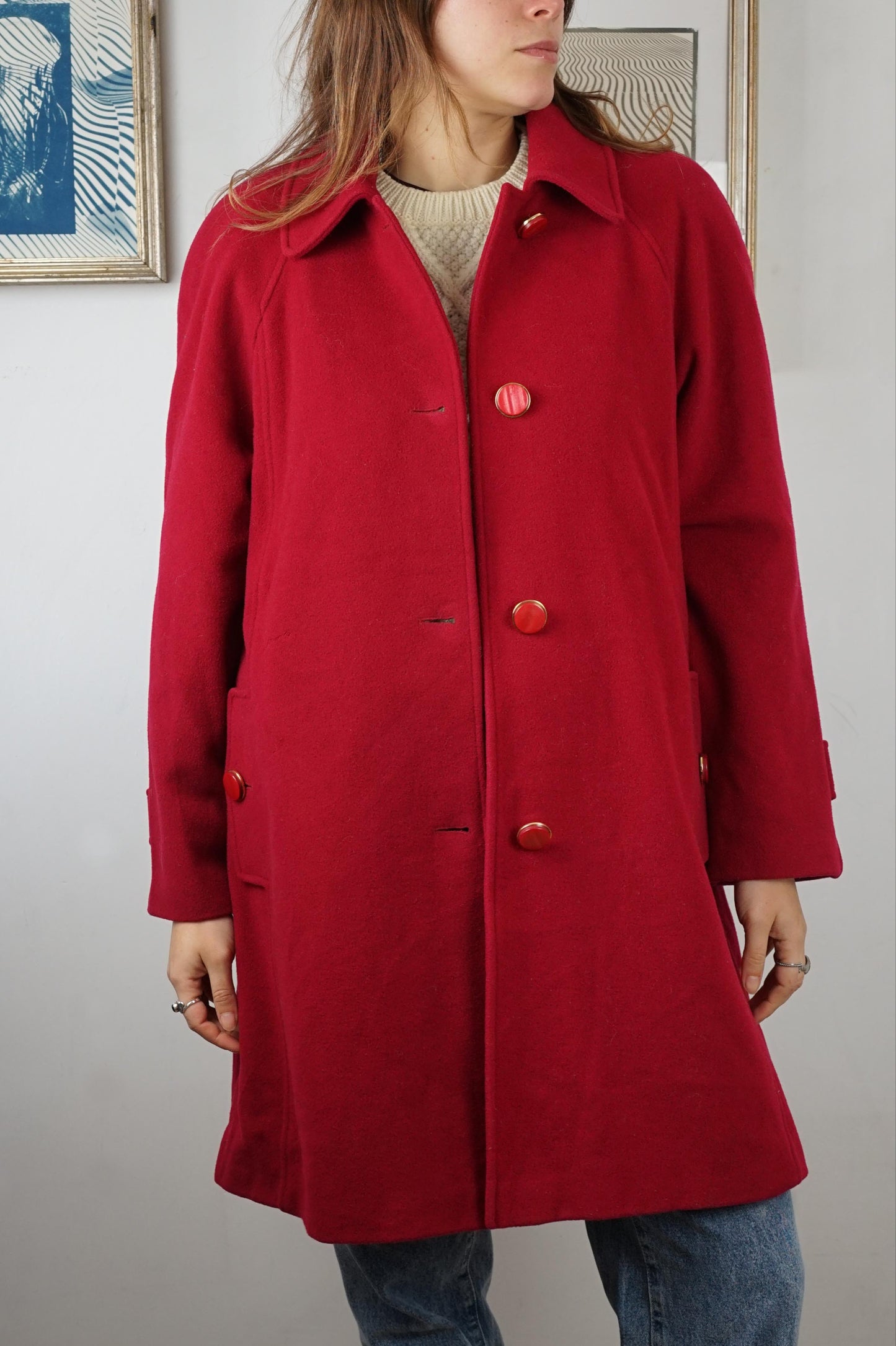 Cappotto vintage Luisa Spagnoli 100% lana vergine color rubino