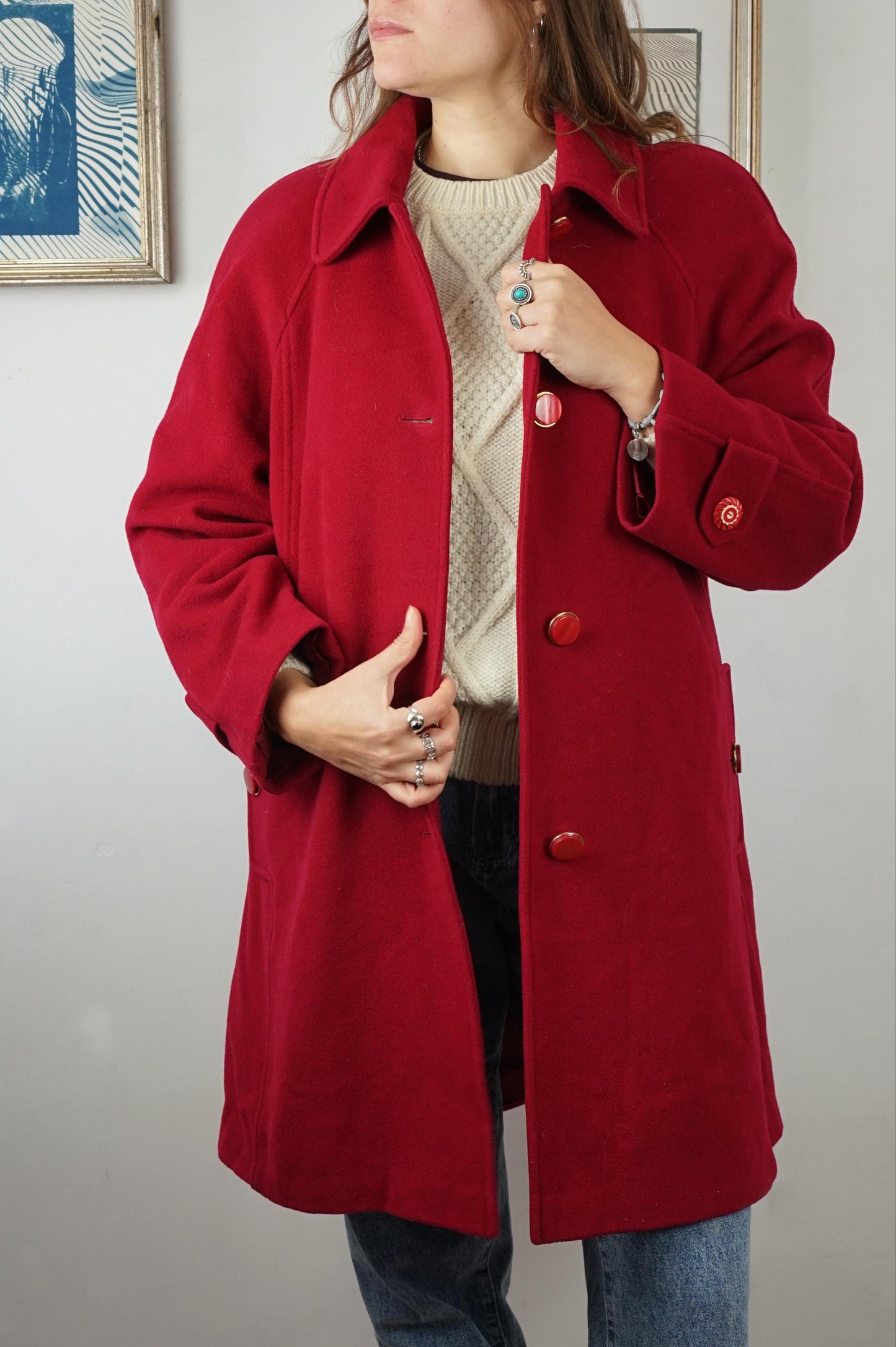 Cappotto vintage Luisa Spagnoli 100% lana vergine color rubino