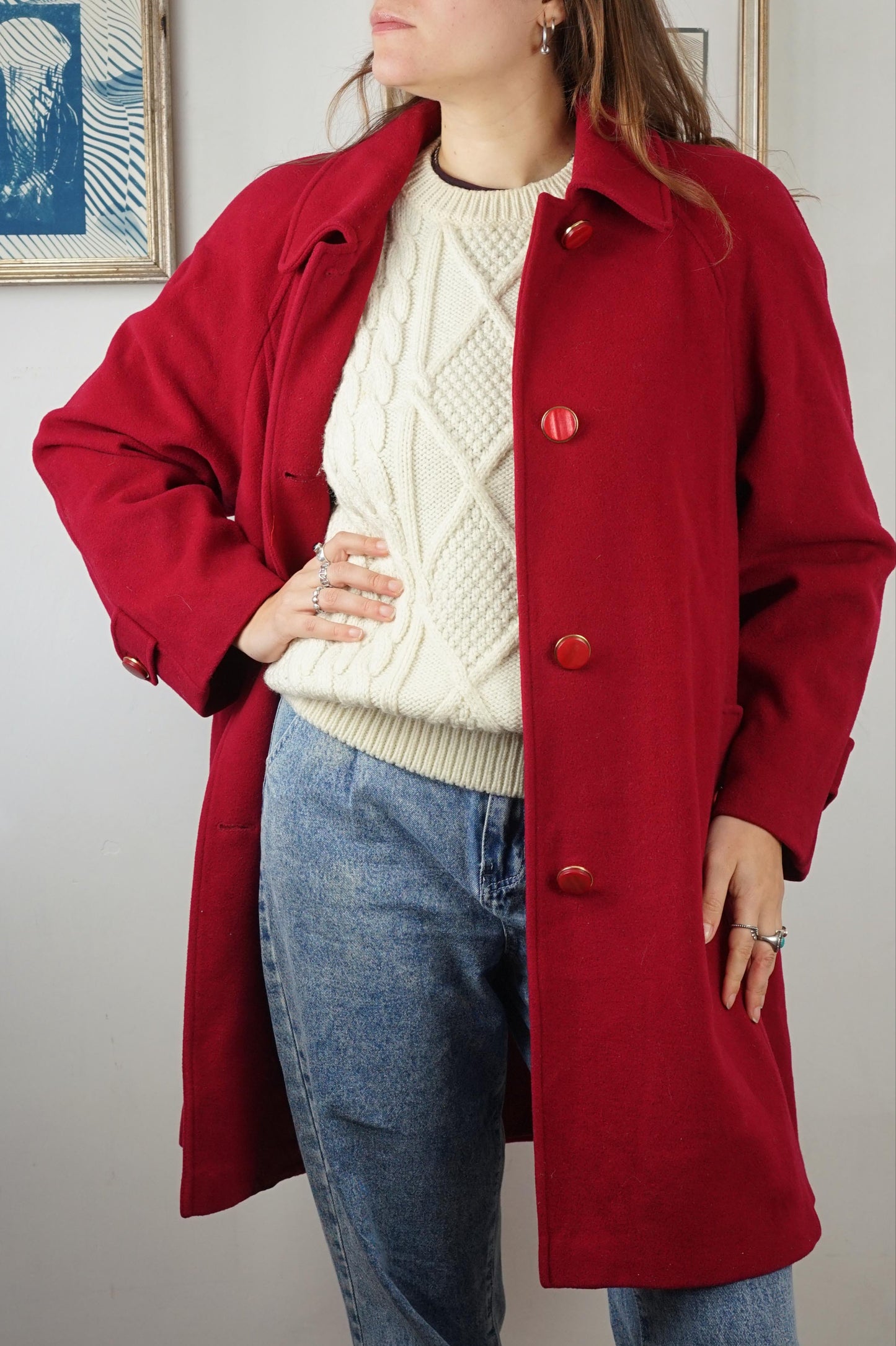 Cappotto vintage Luisa Spagnoli 100% lana vergine color rubino