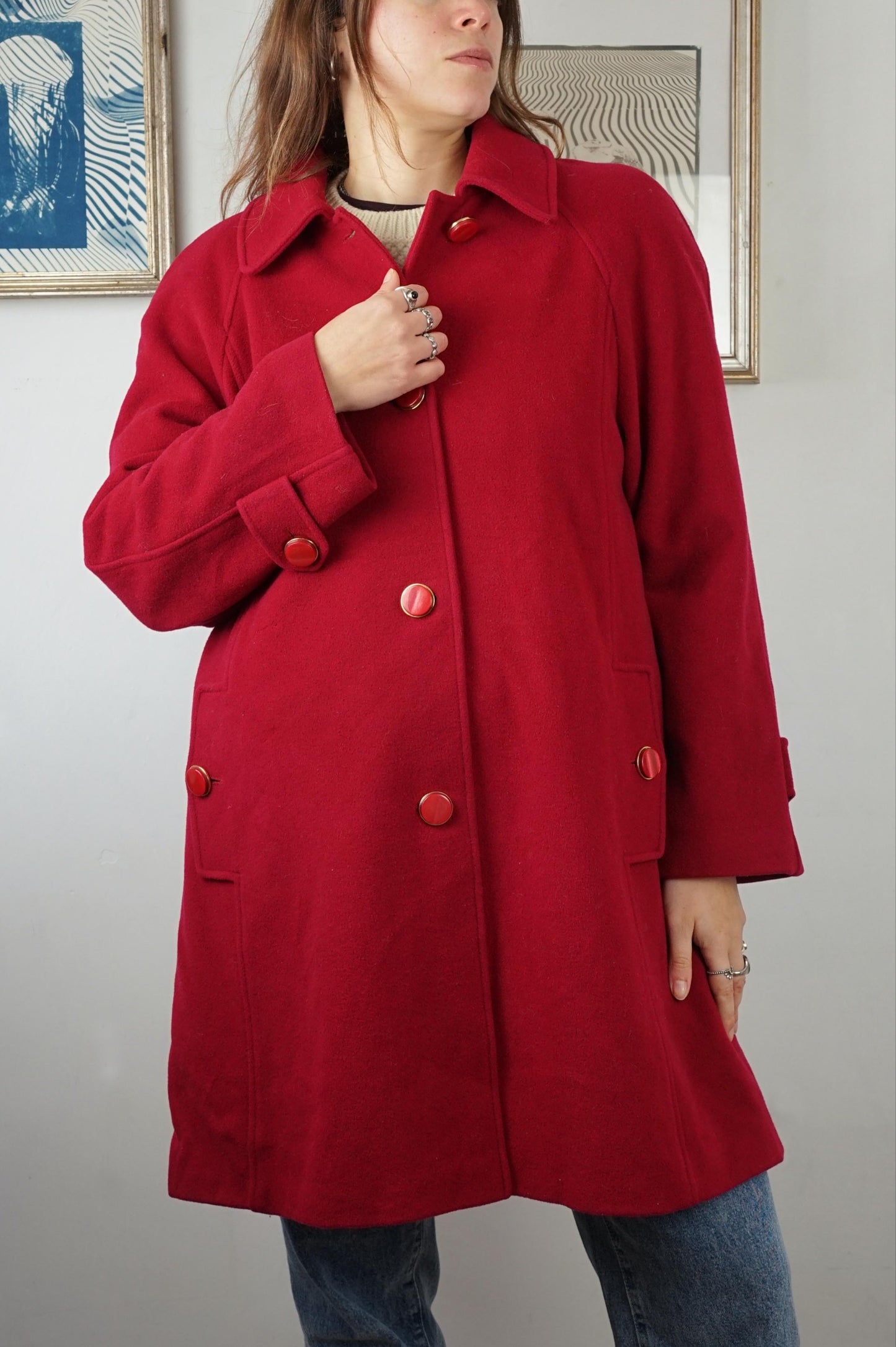Cappotto vintage Luisa Spagnoli 100% lana vergine color rubino