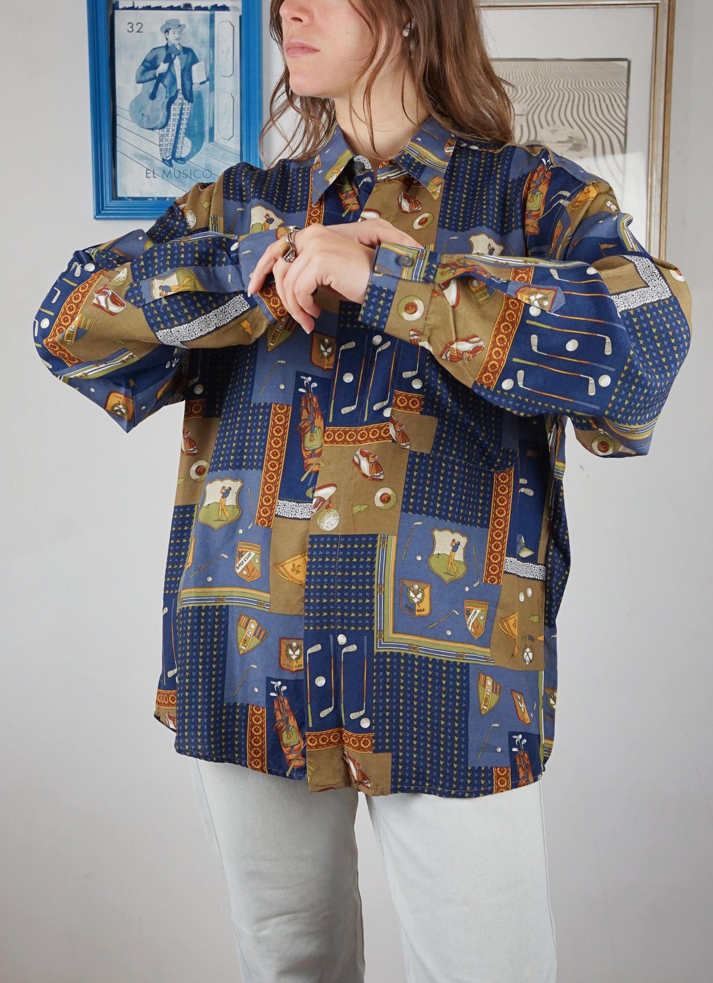 Camicia a maniche lunghe con stampa a tema golf