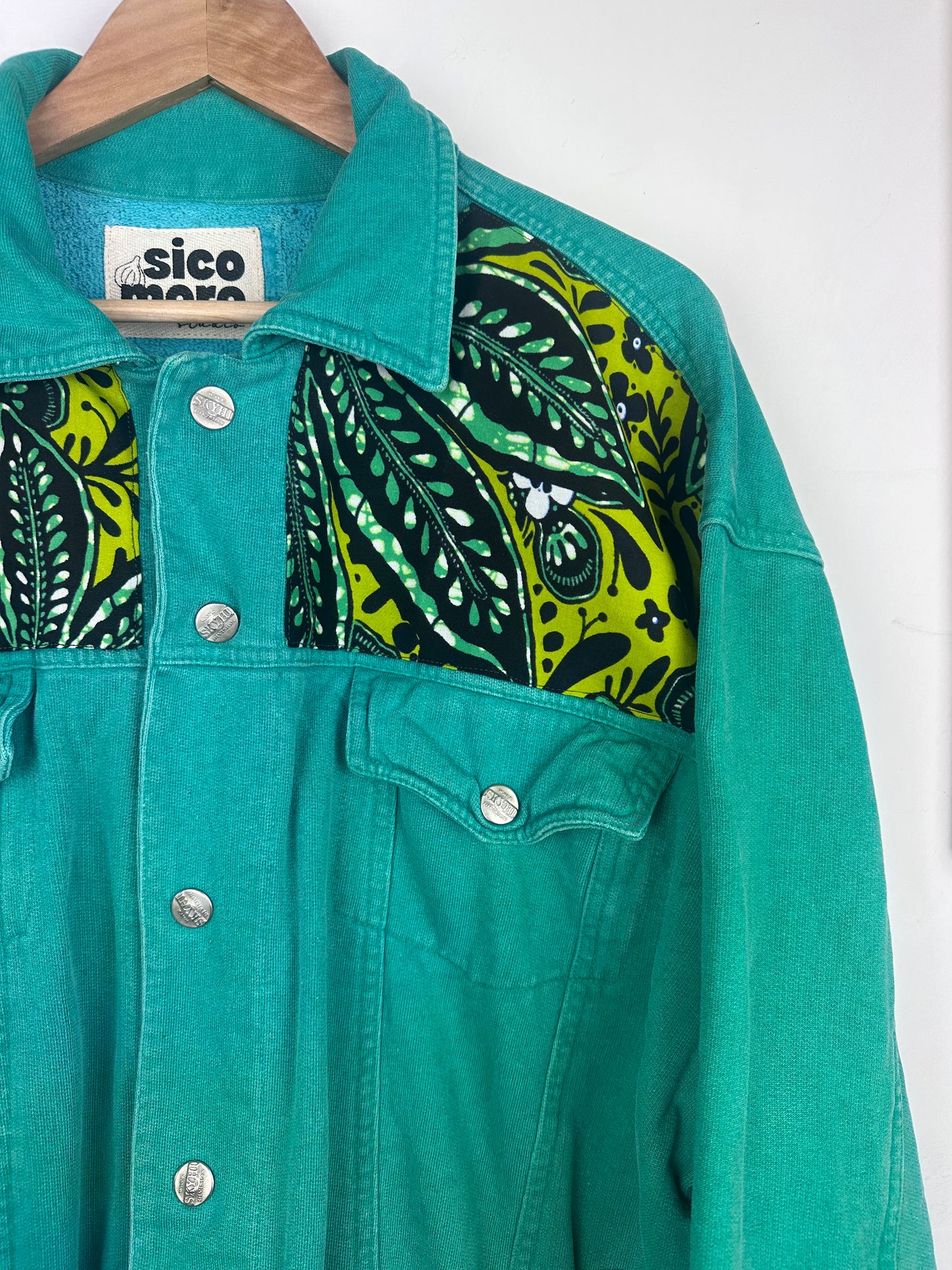 Green denim jacket - Lime Mandala