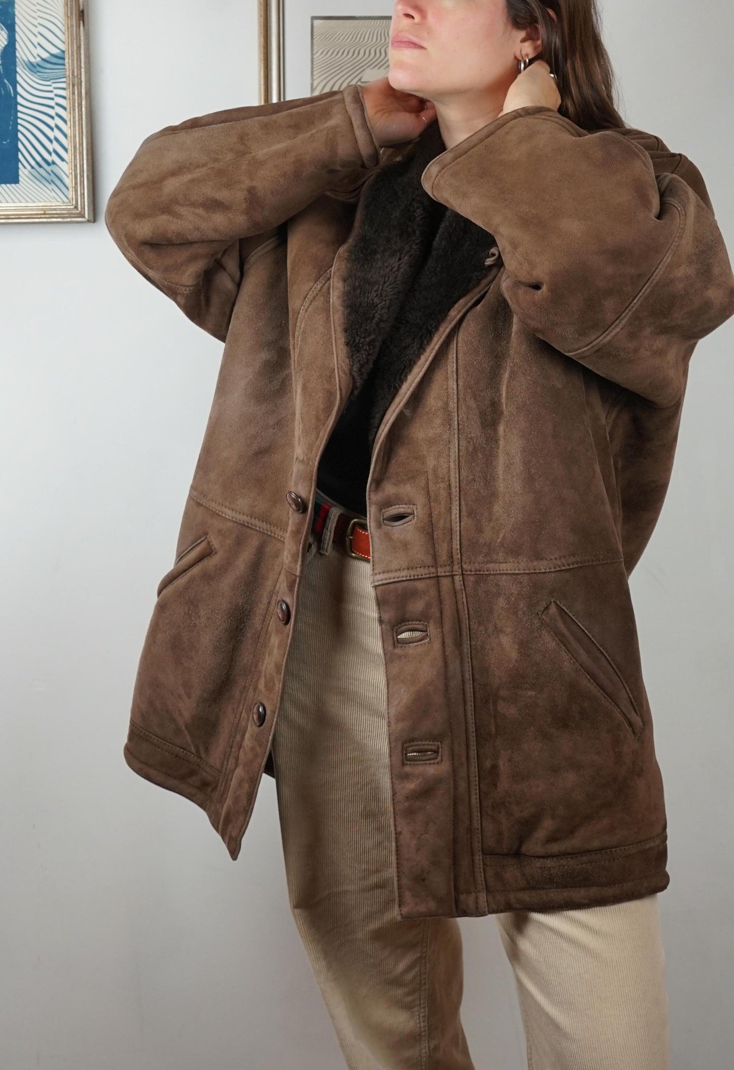 Montone shearling vintage caffè