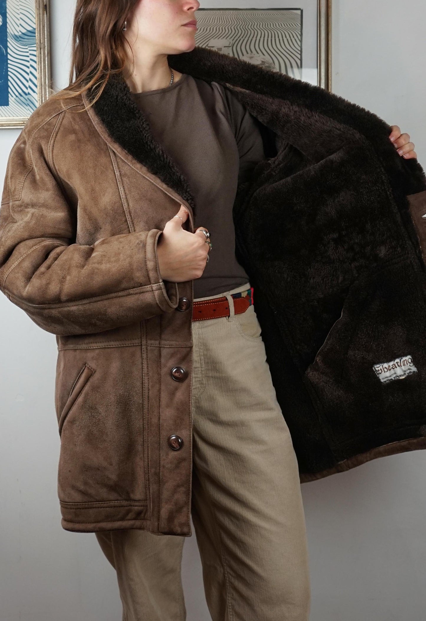 Montone shearling vintage caffè