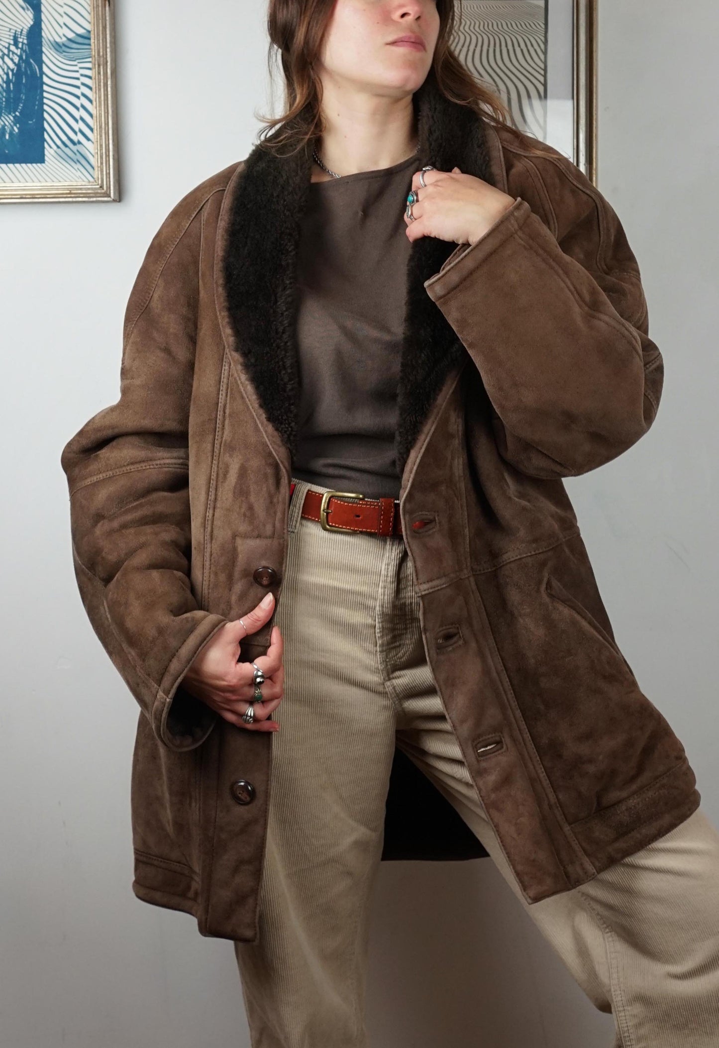 Montone shearling vintage caffè