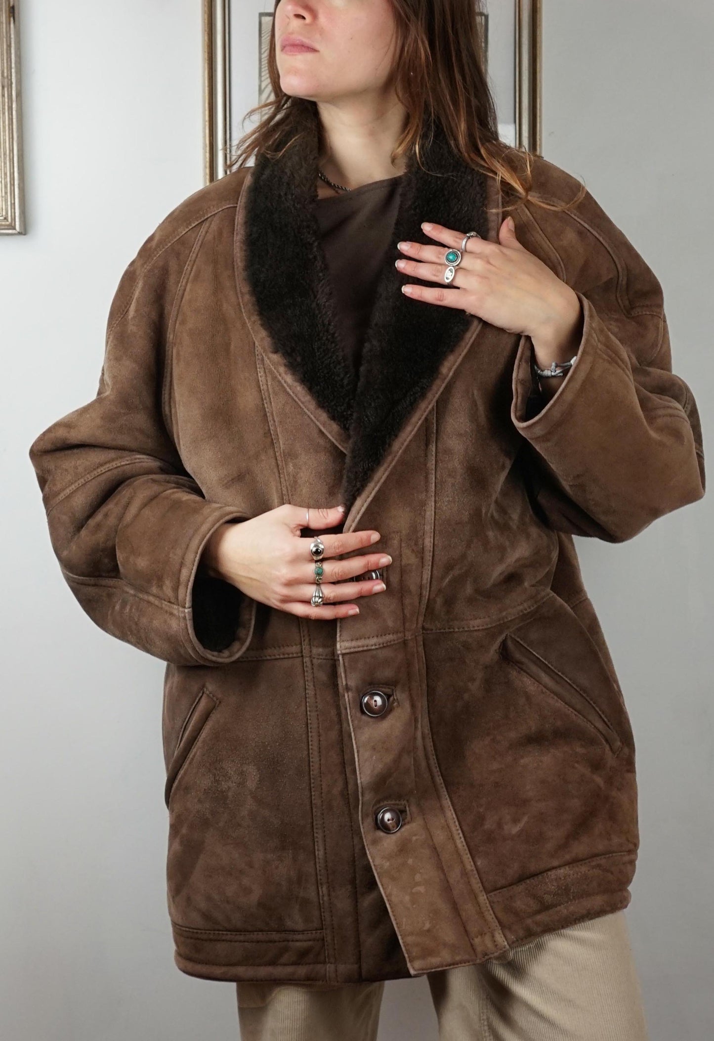 Montone shearling vintage caffè
