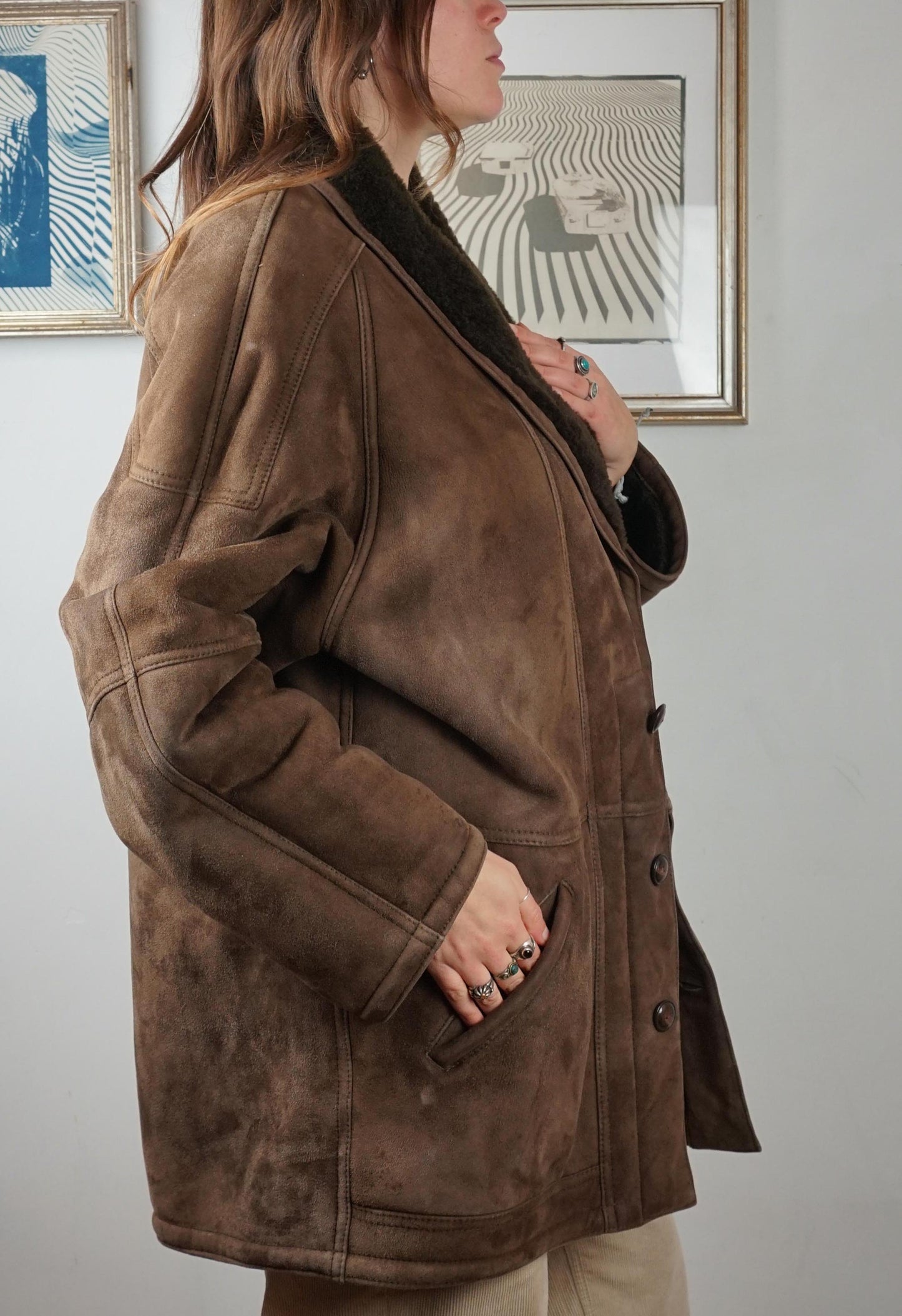 Montone shearling vintage caffè