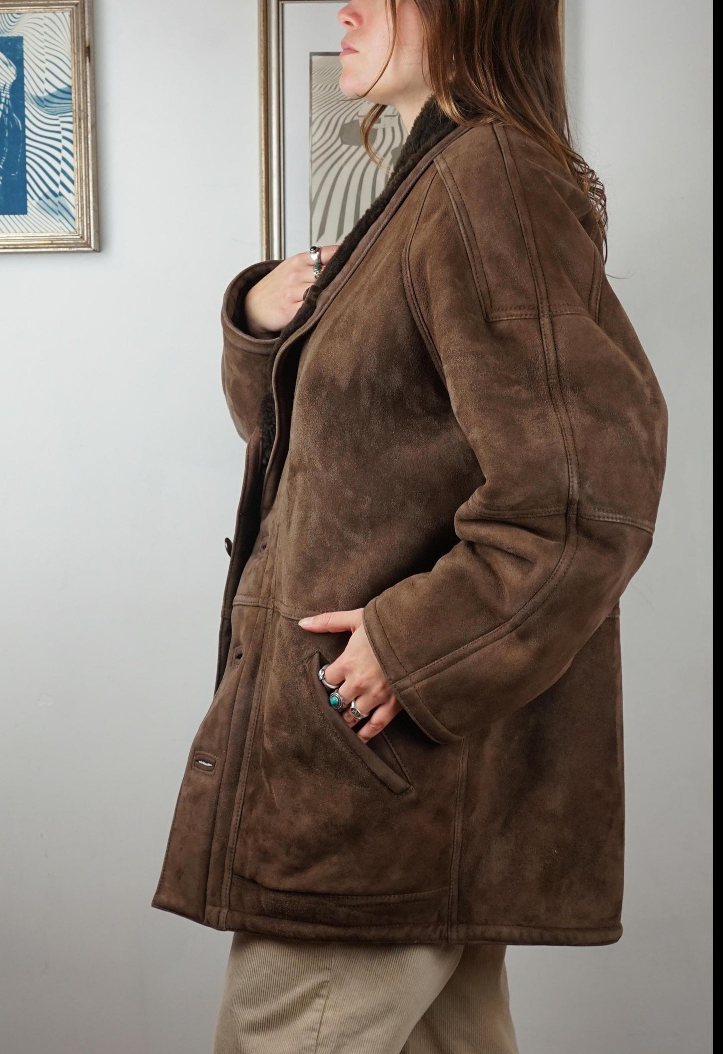 Montone shearling vintage caffè