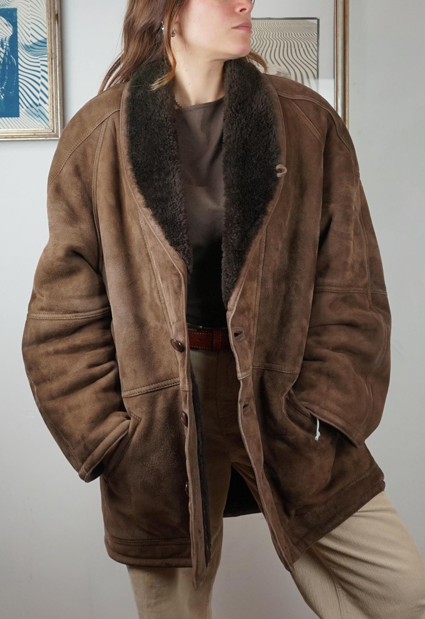 Montone shearling vintage caffè
