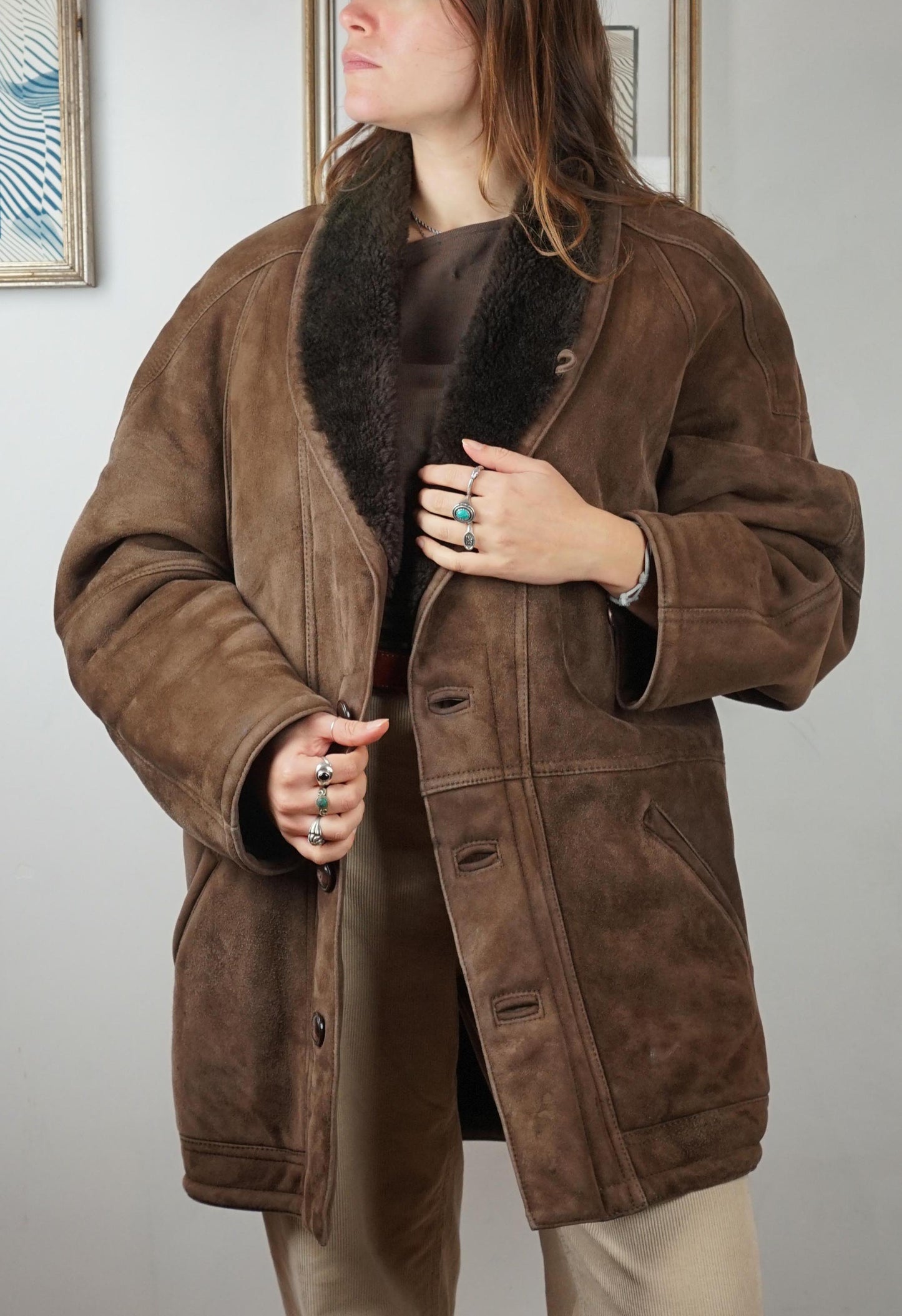 Montone shearling vintage caffè