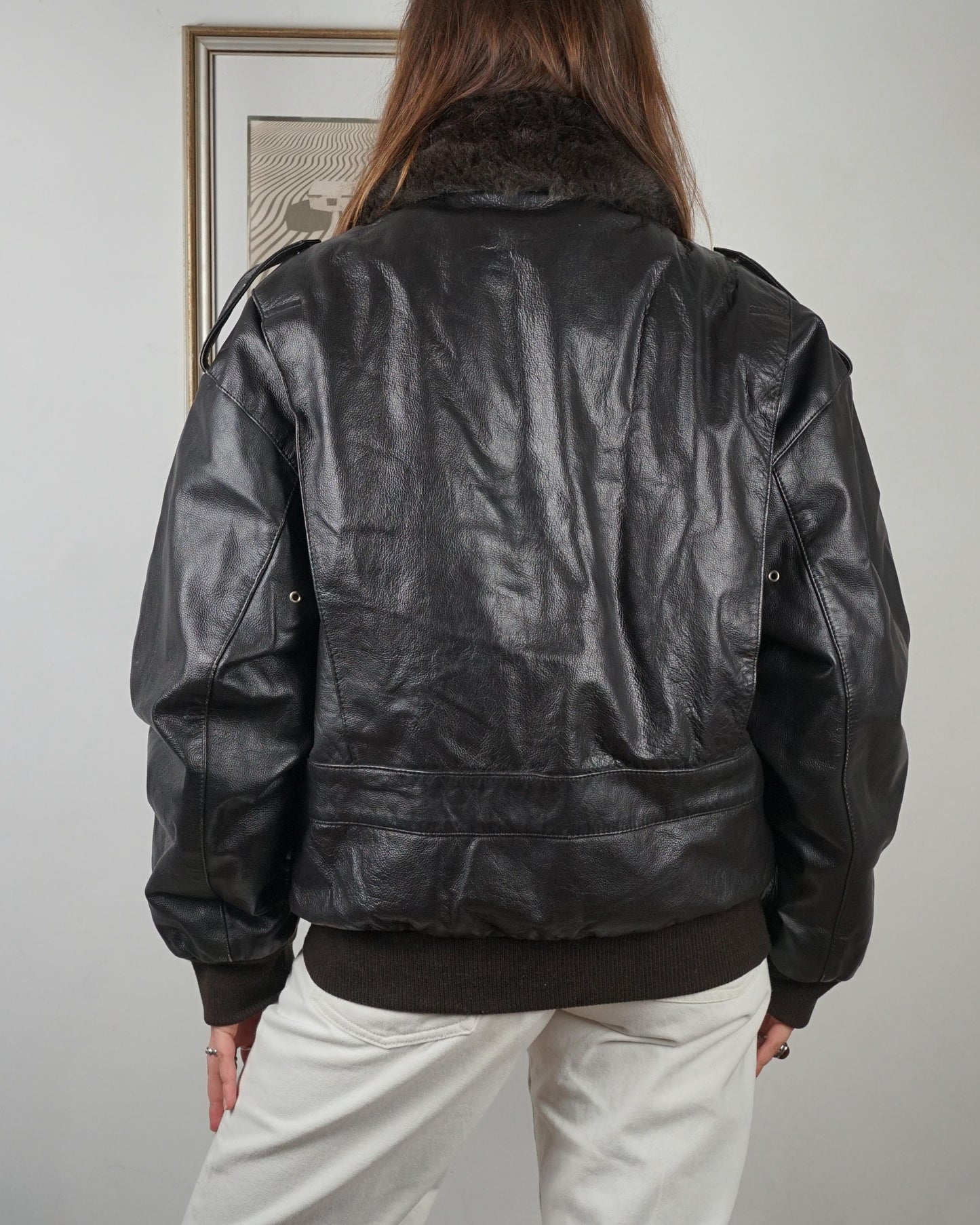 Black bomber aviator jacket