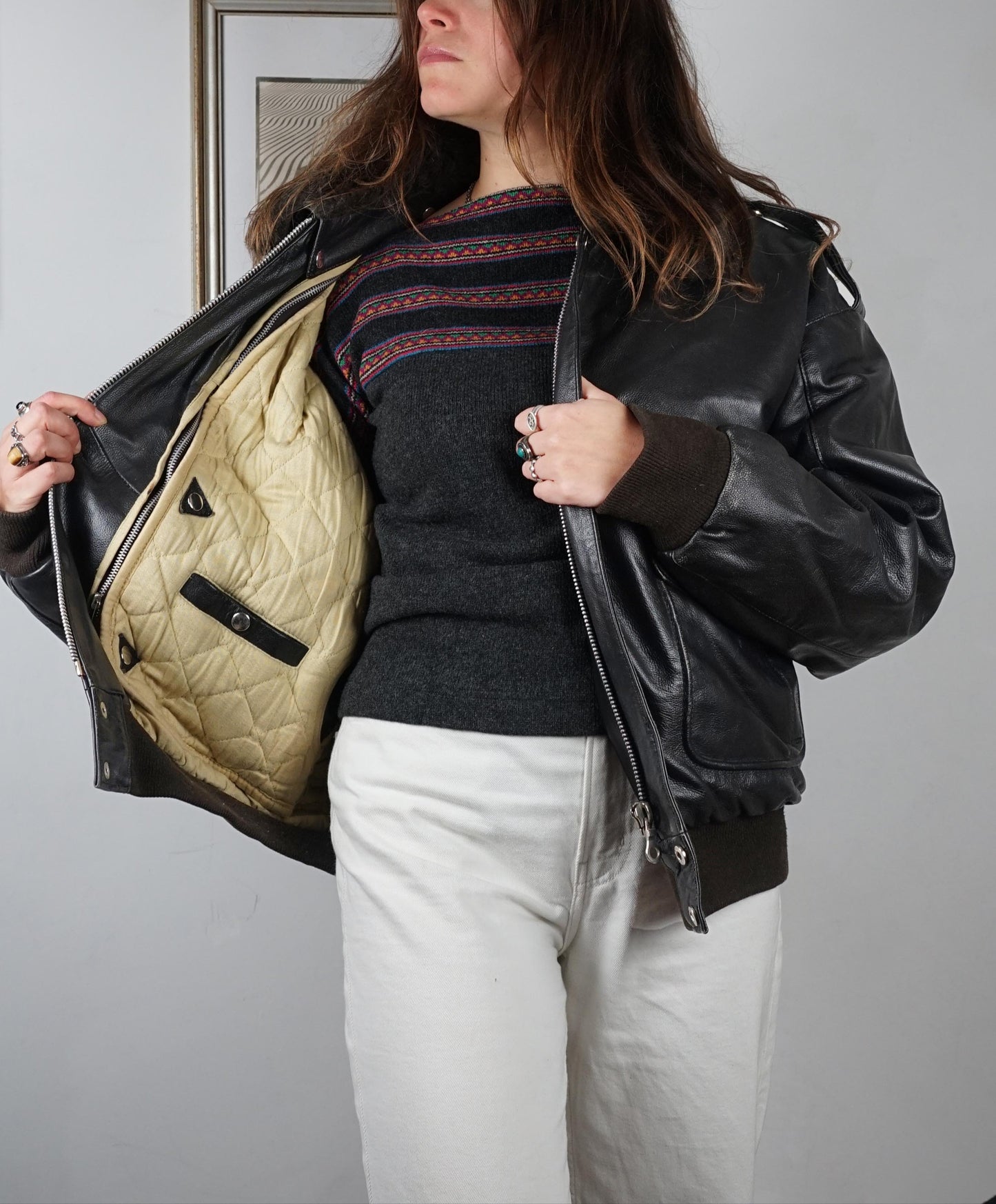 Black bomber aviator jacket