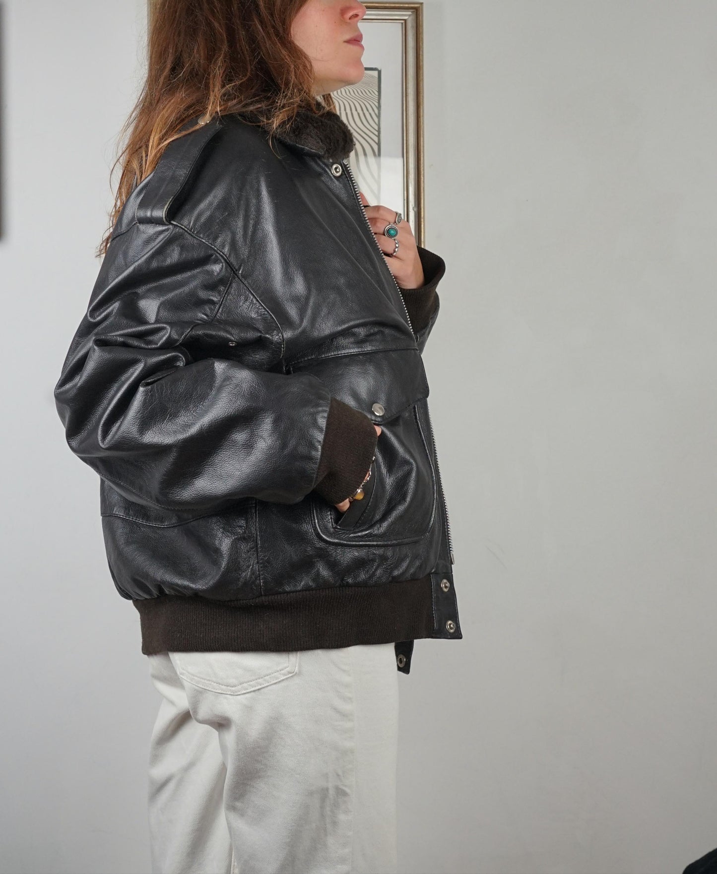 Black bomber aviator jacket
