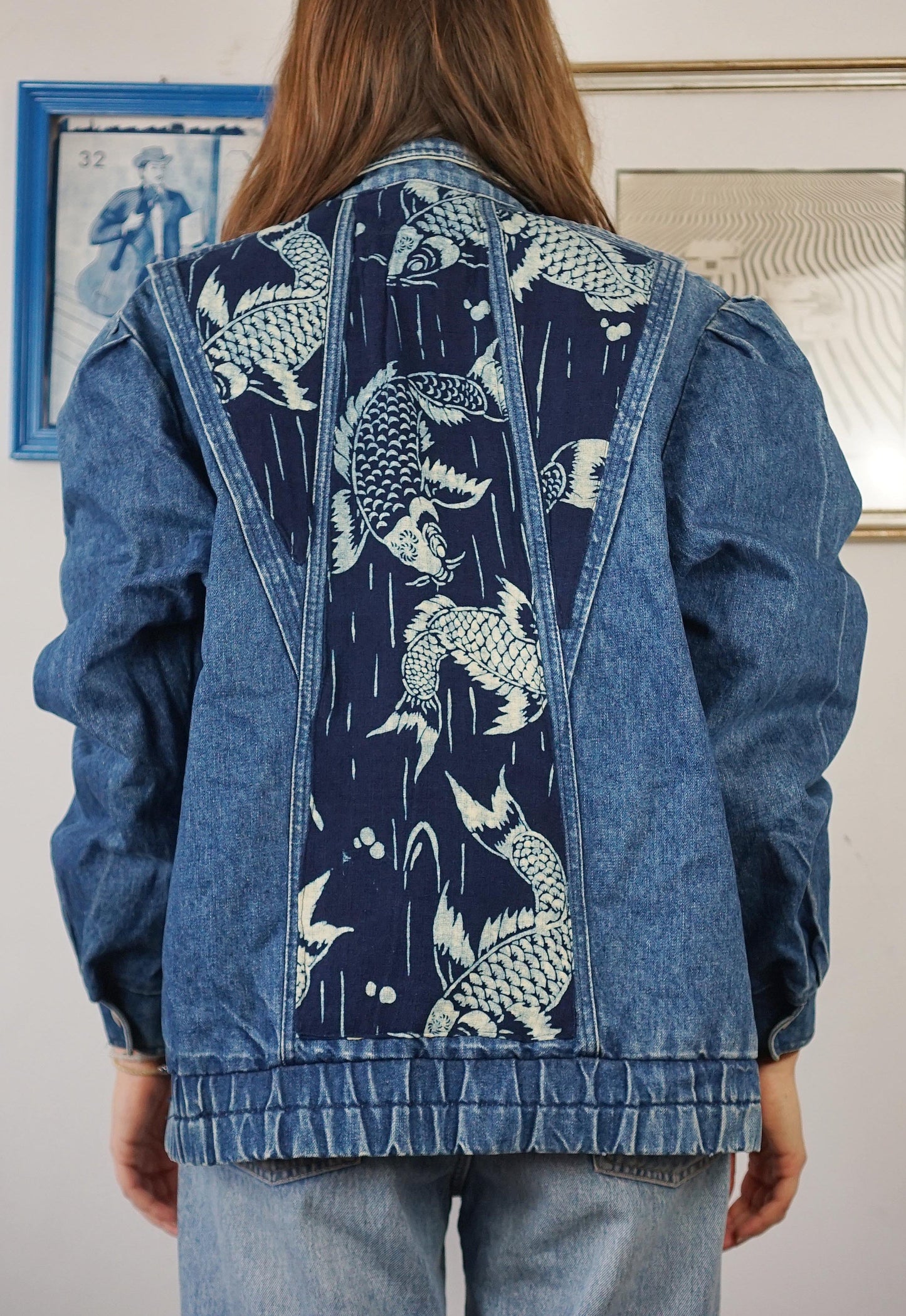 Custom 80s denim jacket indigo - Yoru Koi