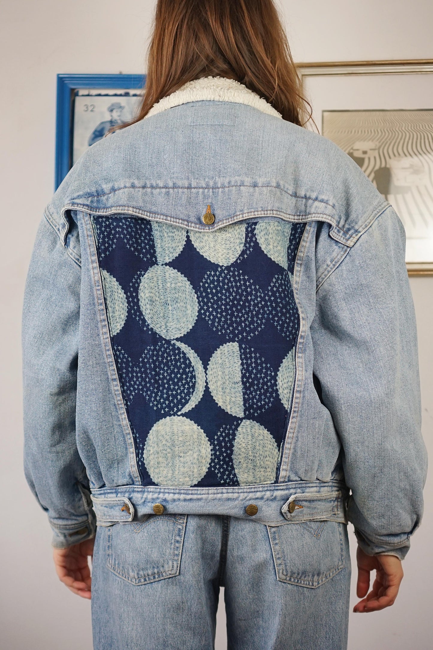 Custom denim jacket imbottito - Indigo Phases