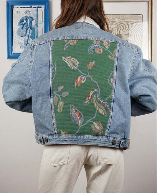 Custom Denim Sherpa Jacket - Verde Errante