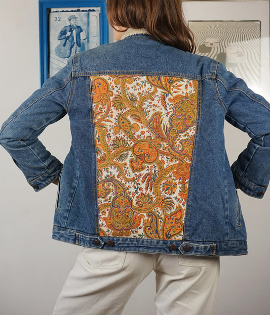 Custom Denim Sherpa Jacket - Jardins Nomadi