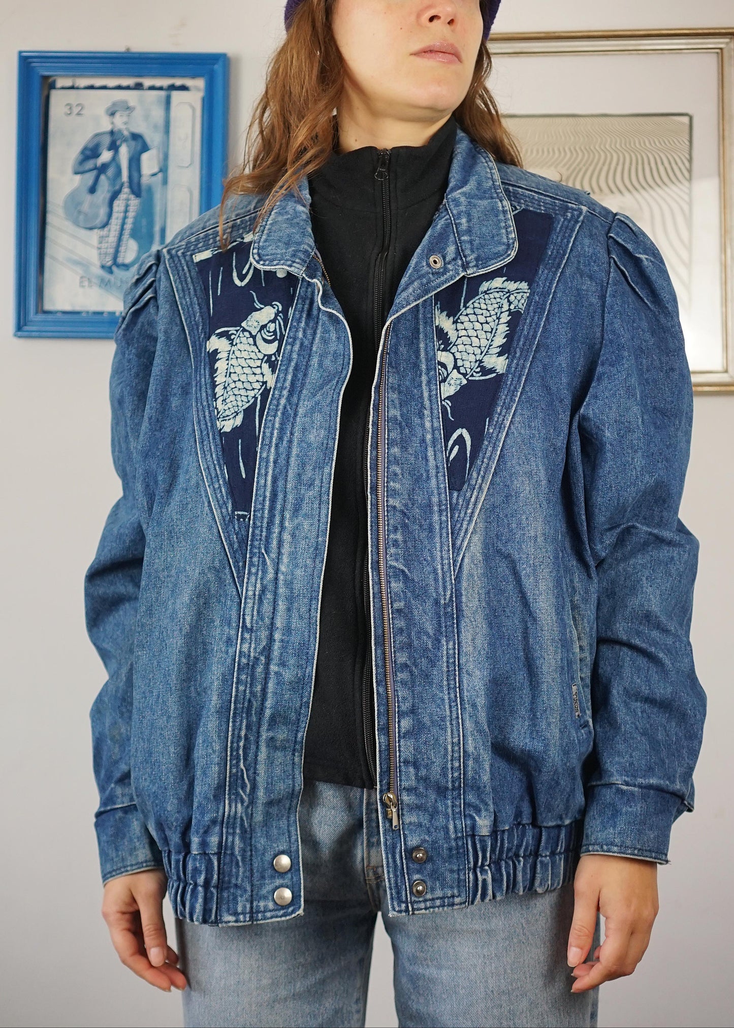 Custom 80s denim jacket indigo - Yoru Koi