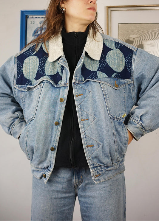 Custom denim jacket imbottito - Indigo Phases