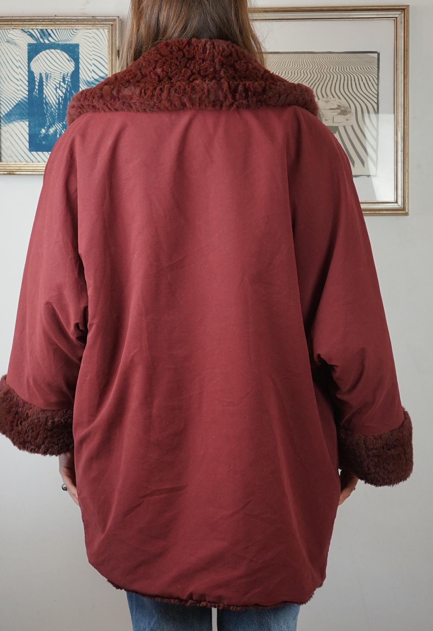 Cappotto pelliccia sintetica reversibile