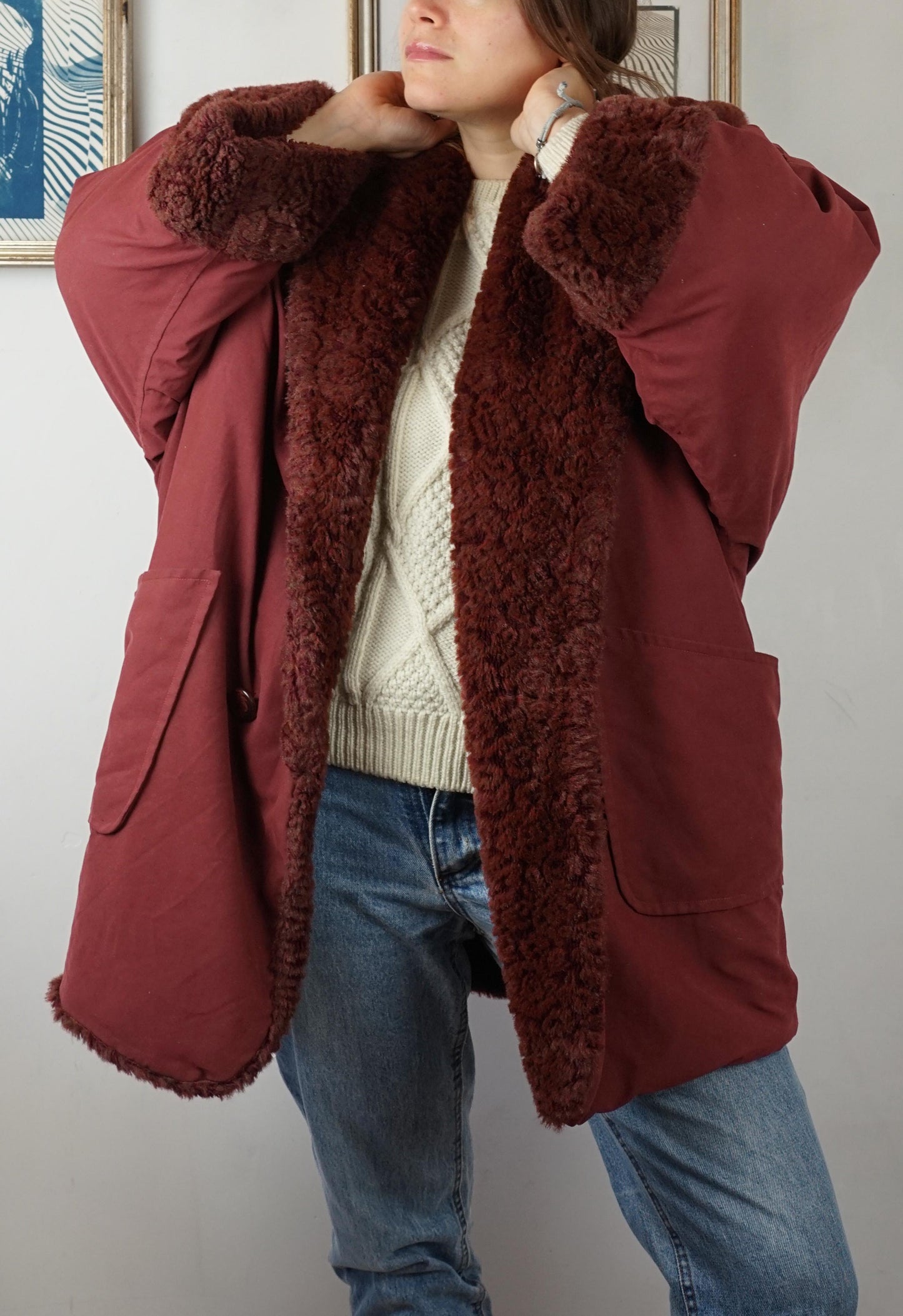 Cappotto pelliccia sintetica reversibile