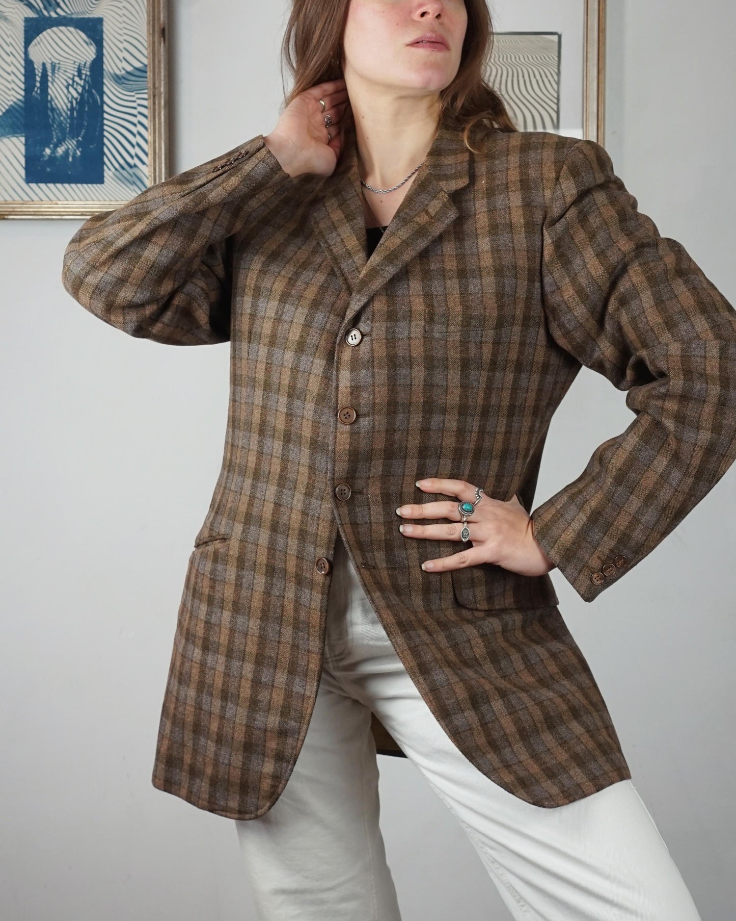 Blazer a quadri 100% pura lana