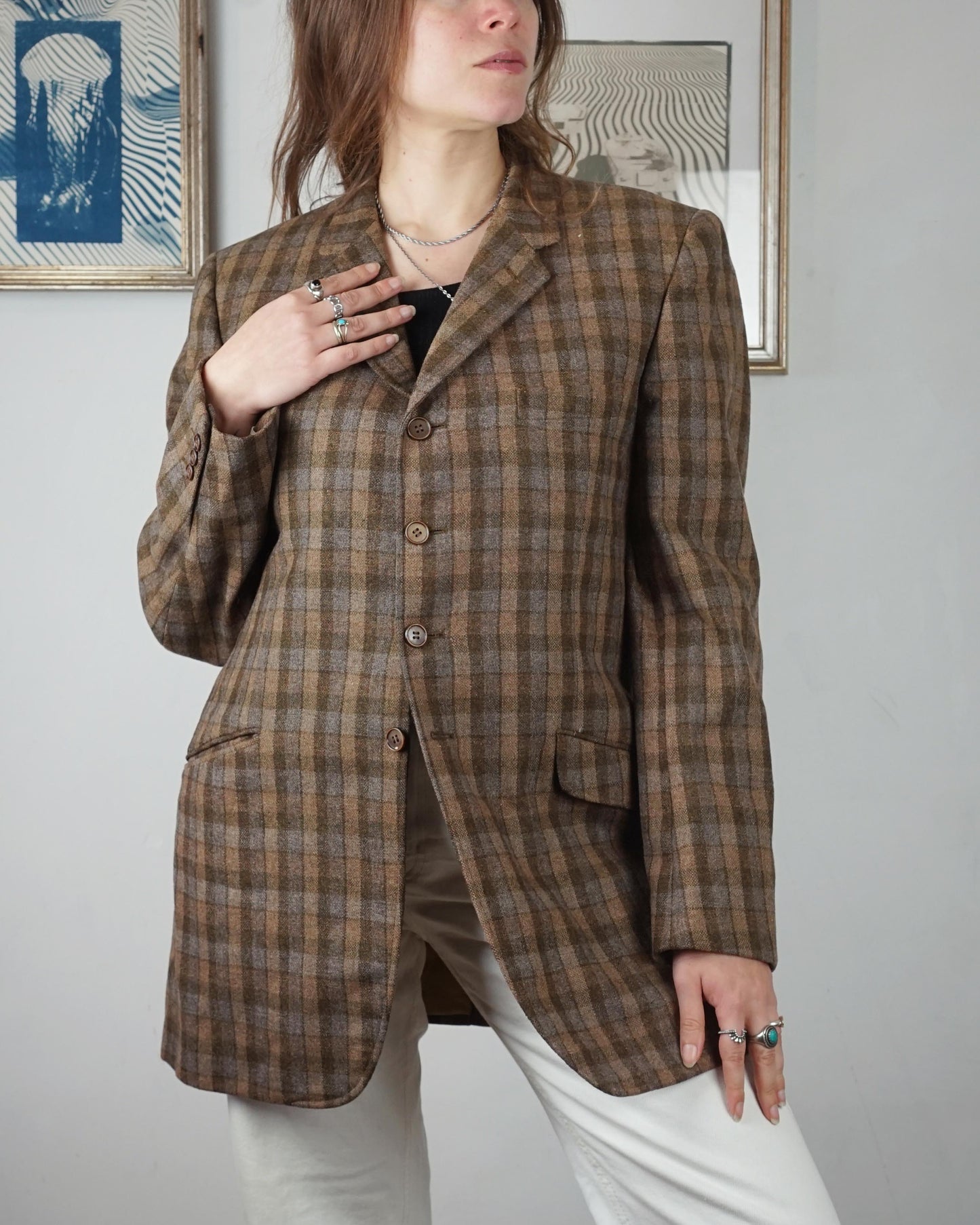 Blazer a quadri 100% pura lana