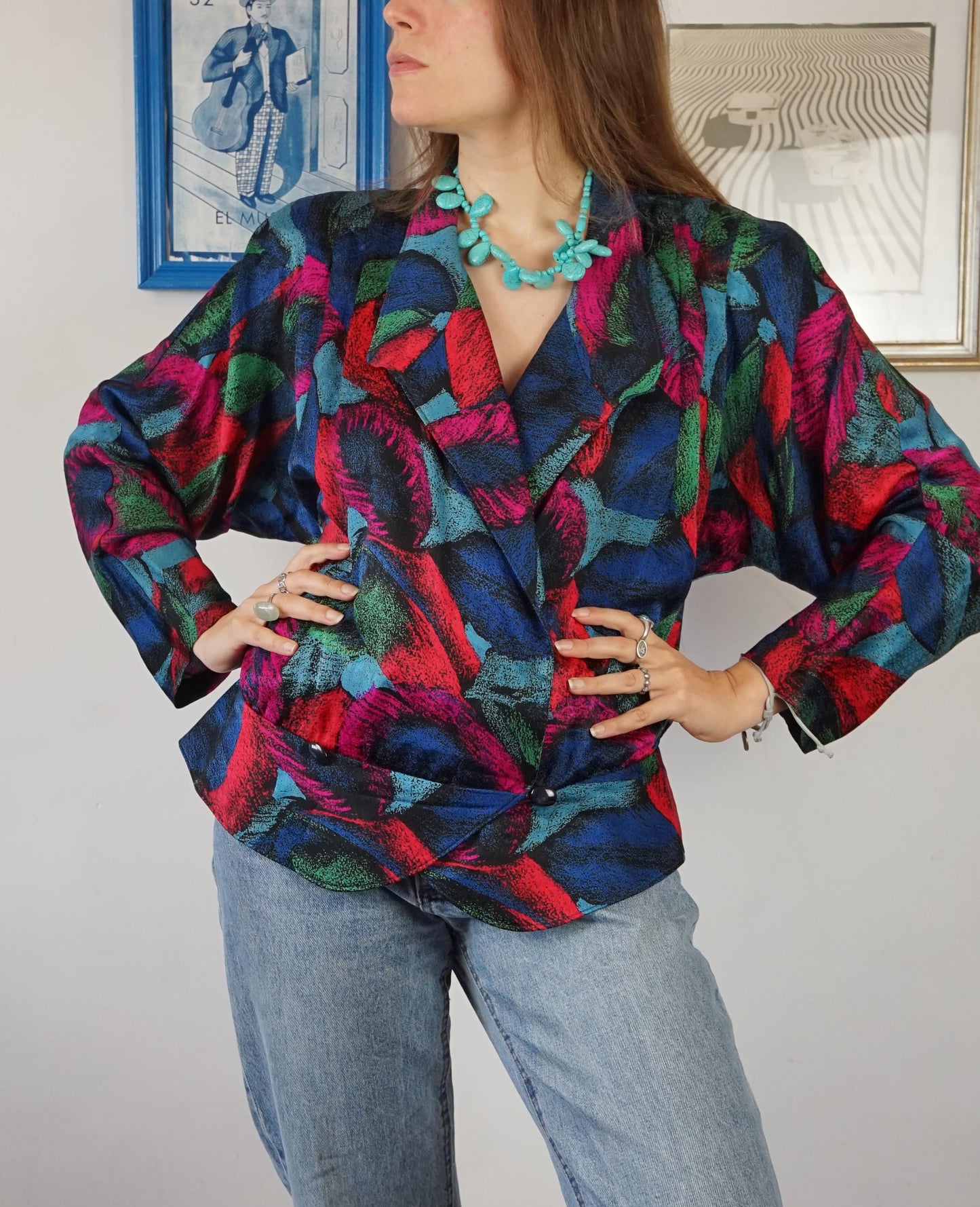 Camicia multicolor fantasia astratta anni 80