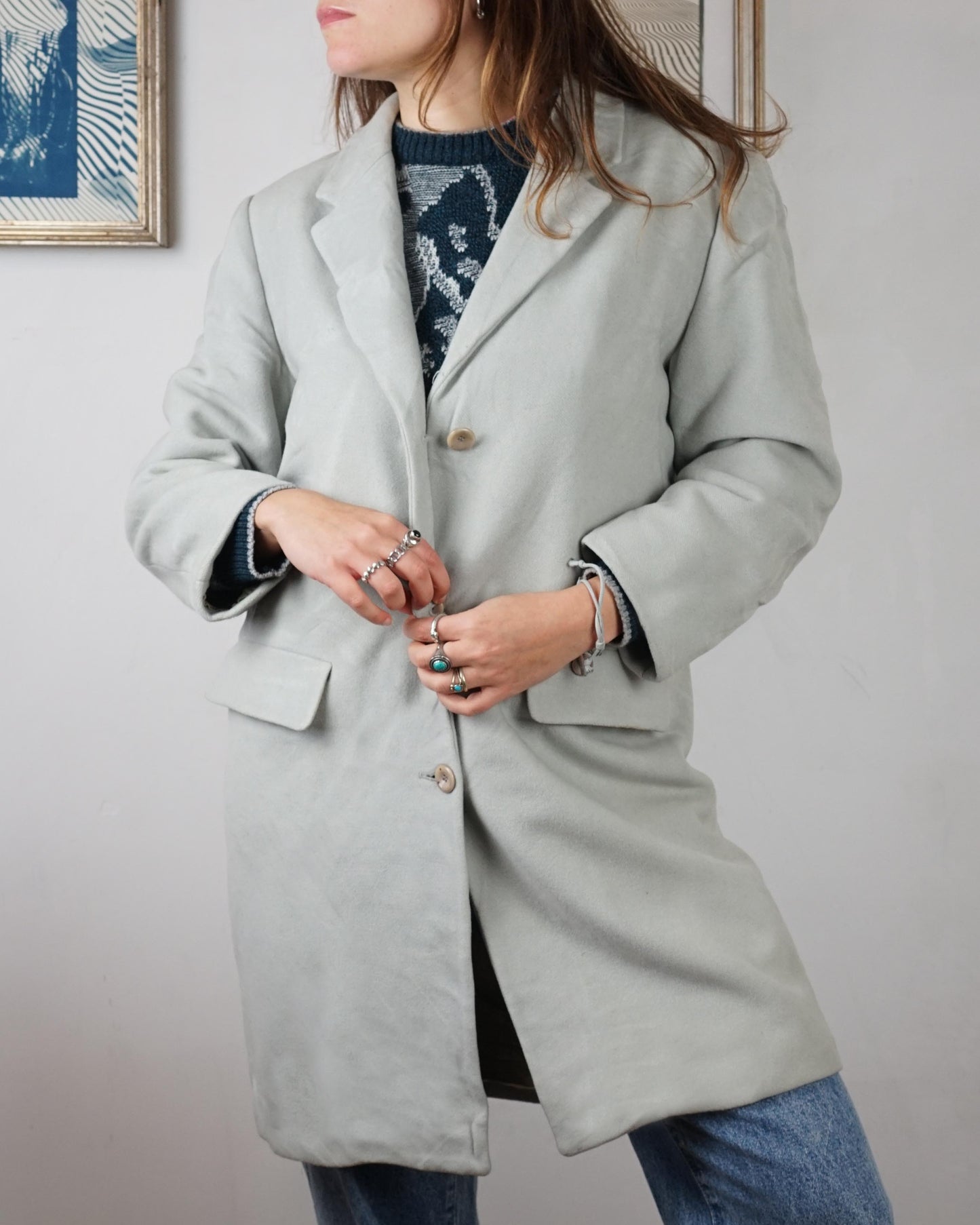 Cappotto in lana color ghiaccio