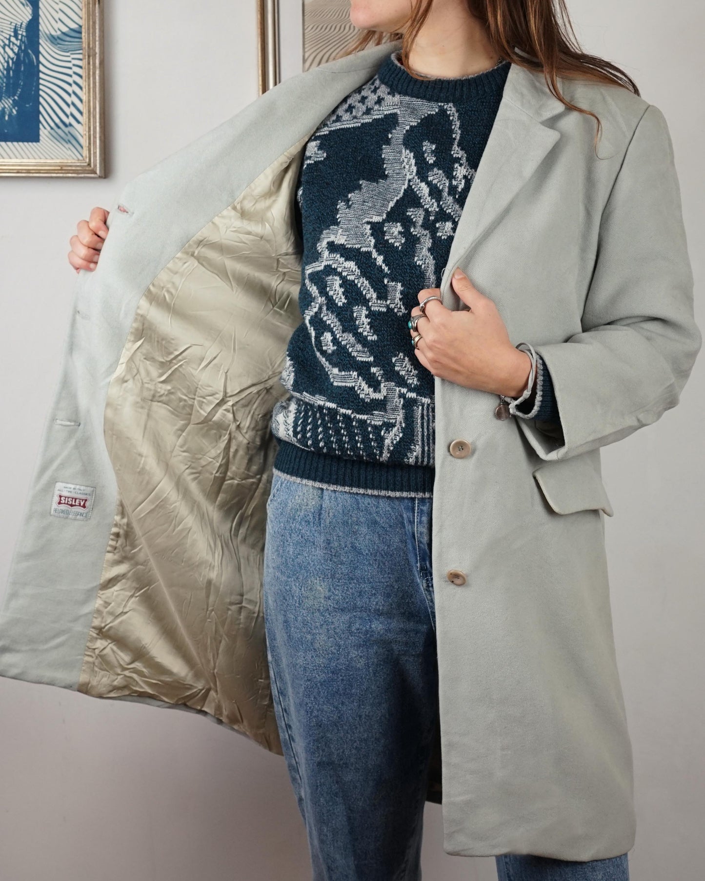 Cappotto in lana color ghiaccio