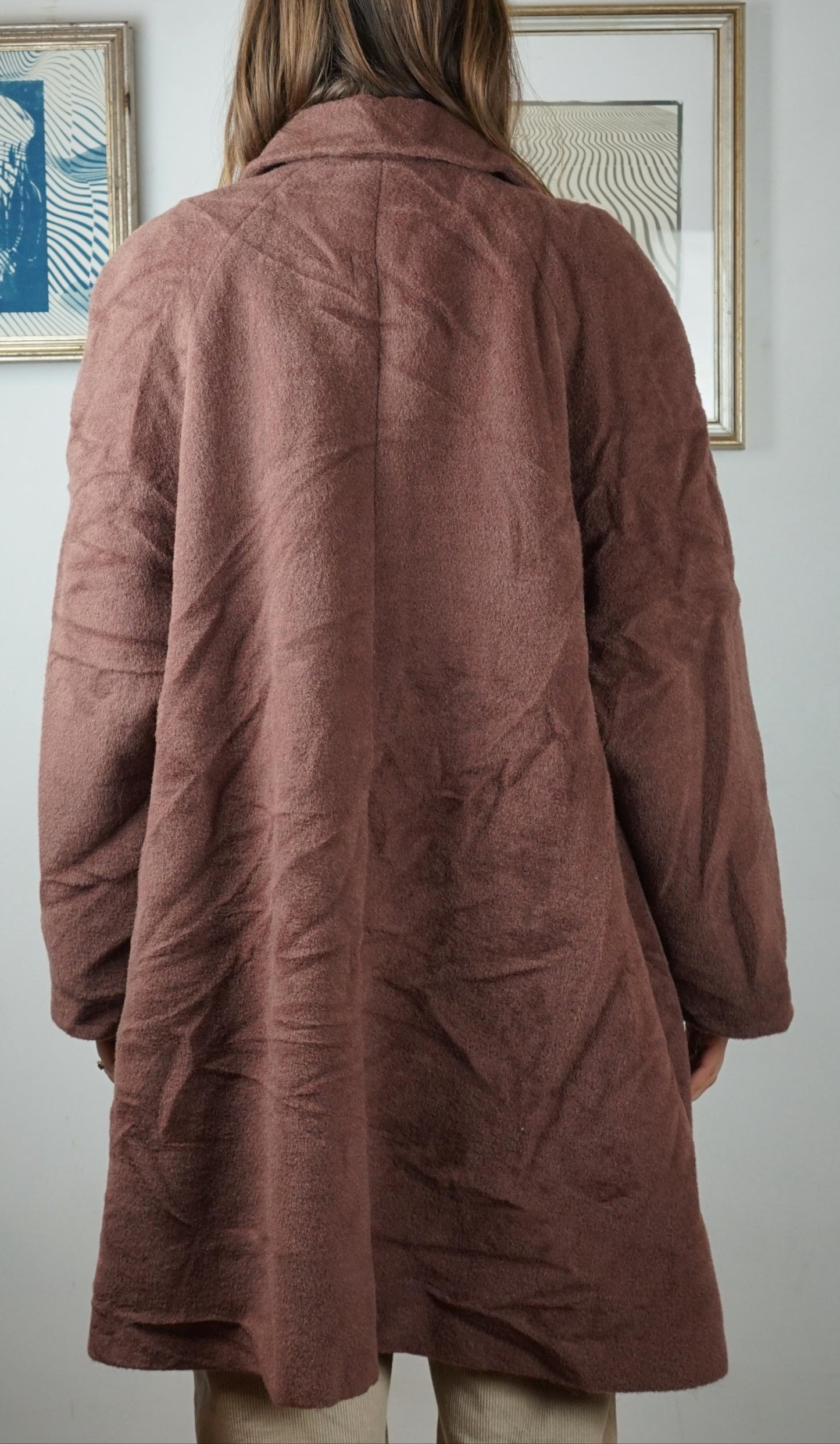 Cappotto in lana mohair e alpaca color caffè