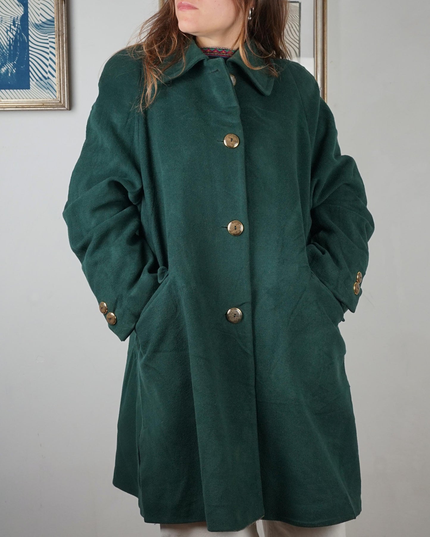 Cappotto vintage lana verde scuro