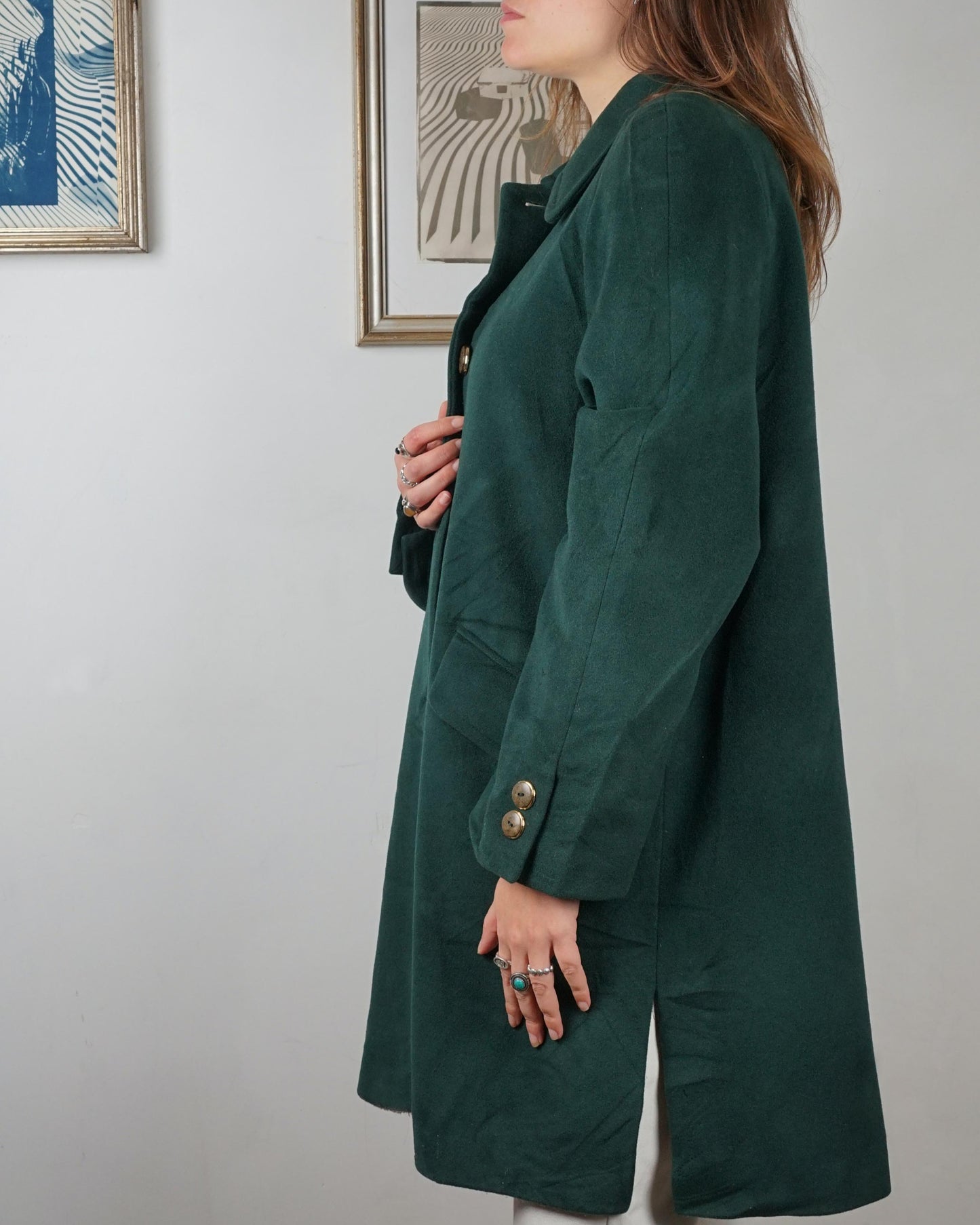 Cappotto vintage lana verde scuro