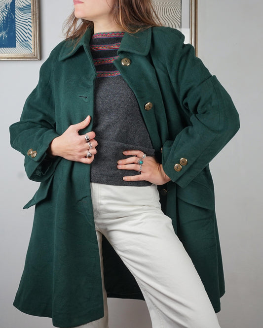 Cappotto vintage lana verde scuro