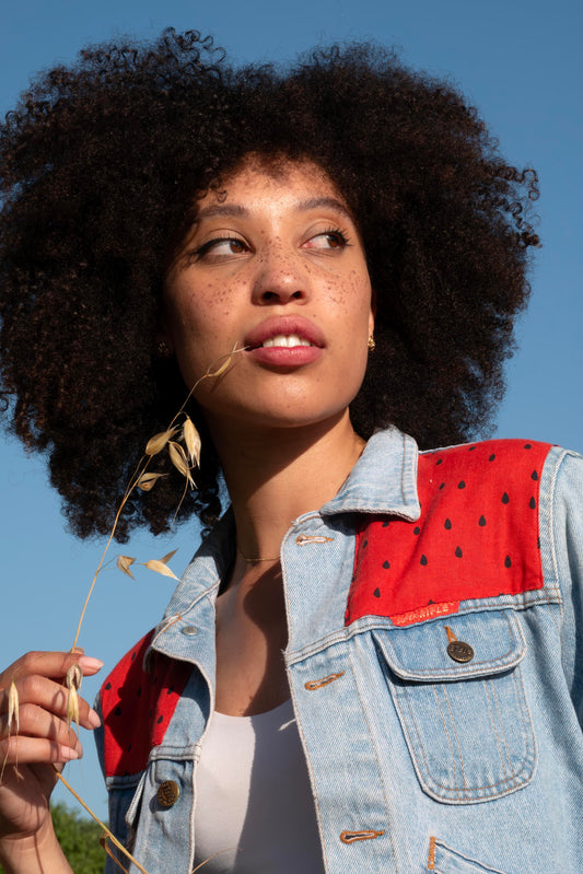 Custom Denim Jacket Watermelon Print