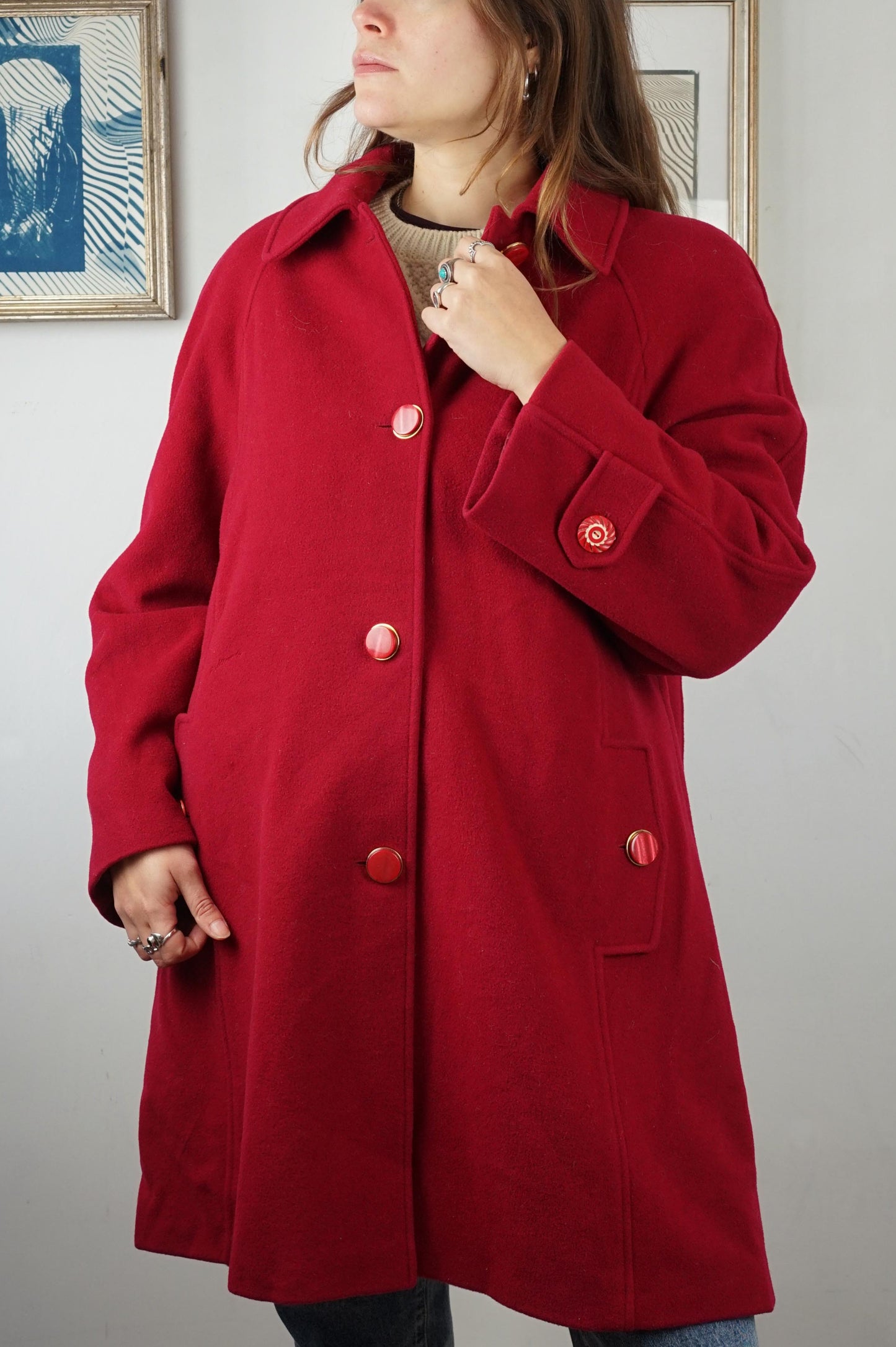 Cappotto vintage Luisa Spagnoli 100% lana vergine color rubino