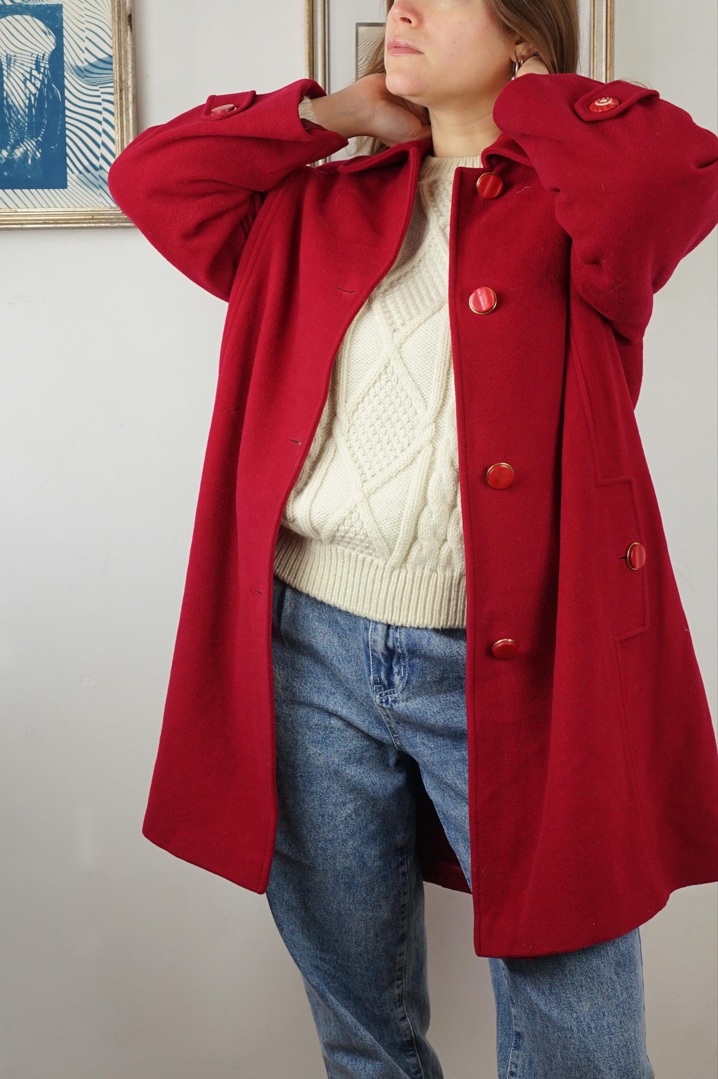 Cappotto vintage Luisa Spagnoli 100% lana vergine color rubino