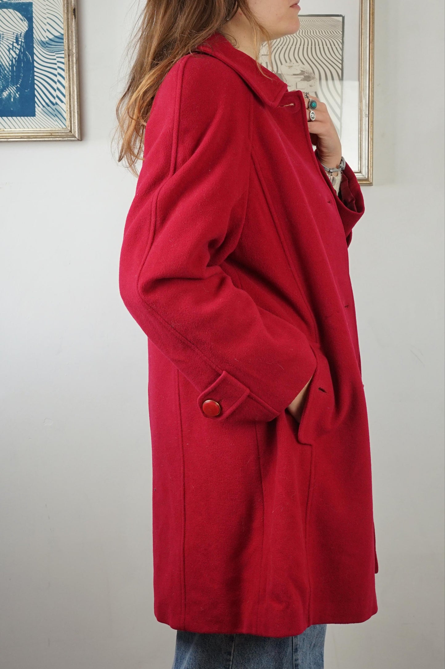 Cappotto vintage Luisa Spagnoli 100% lana vergine color rubino