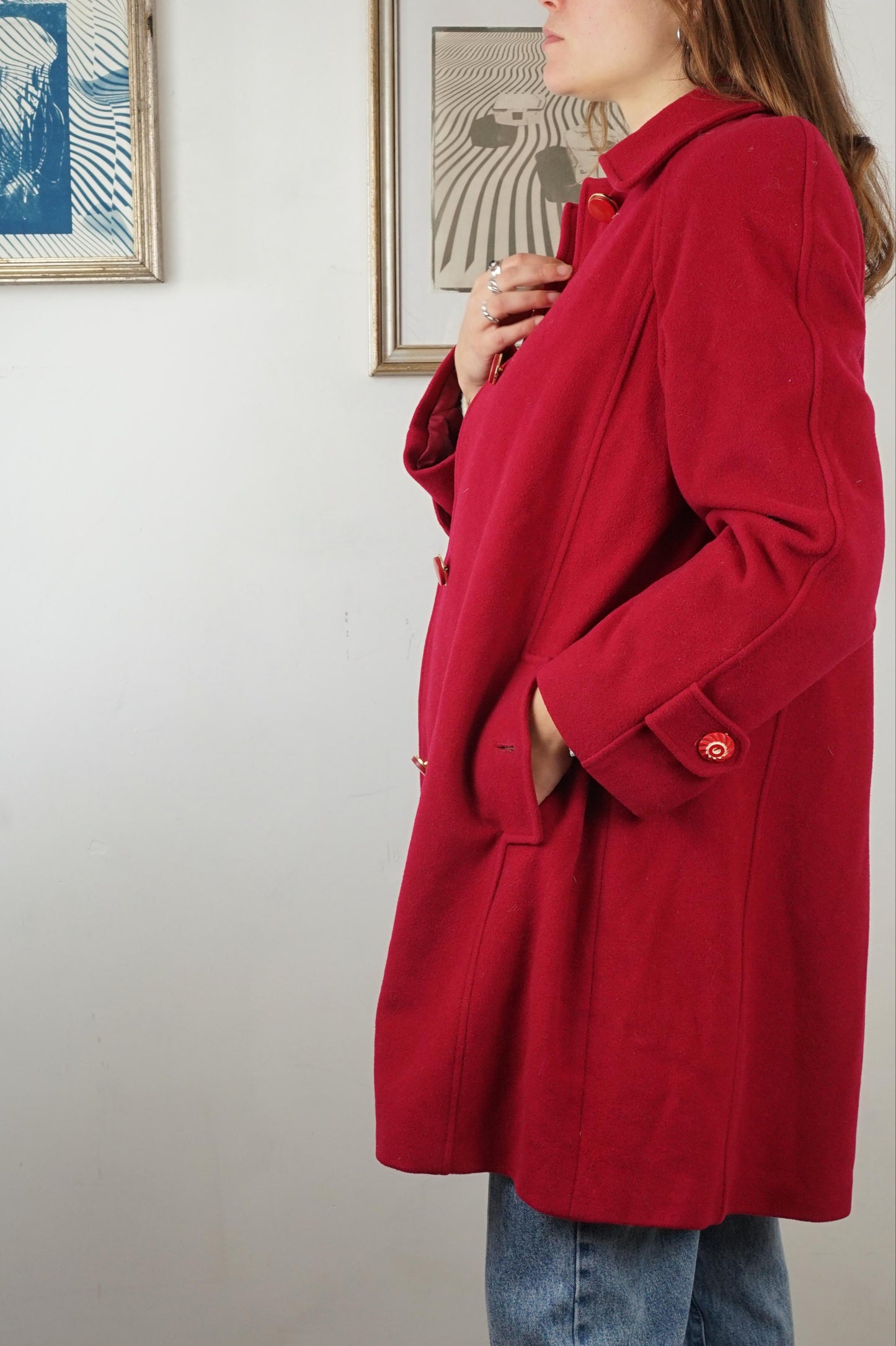 Cappotto vintage Luisa Spagnoli 100% lana vergine color rubino