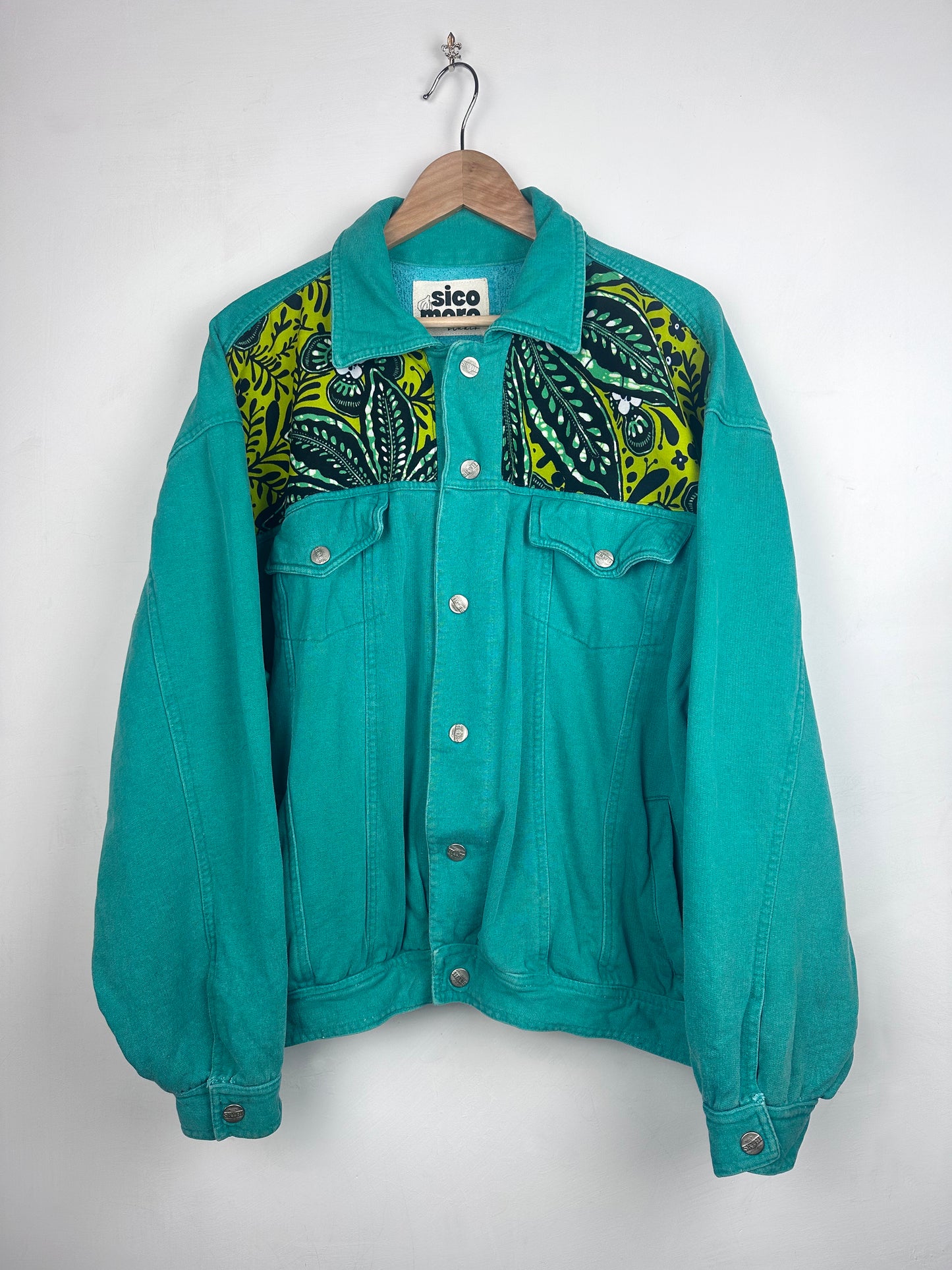 Green denim jacket - Lime Mandala