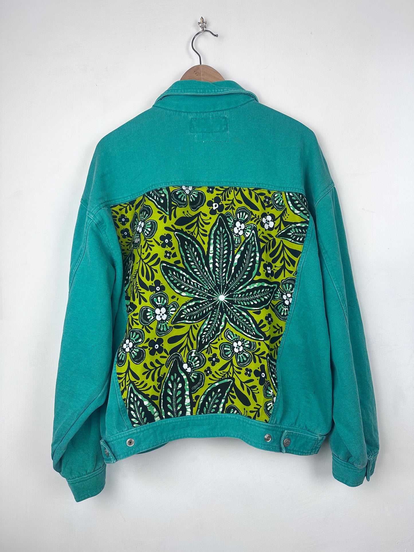 Green denim jacket - Lime Mandala