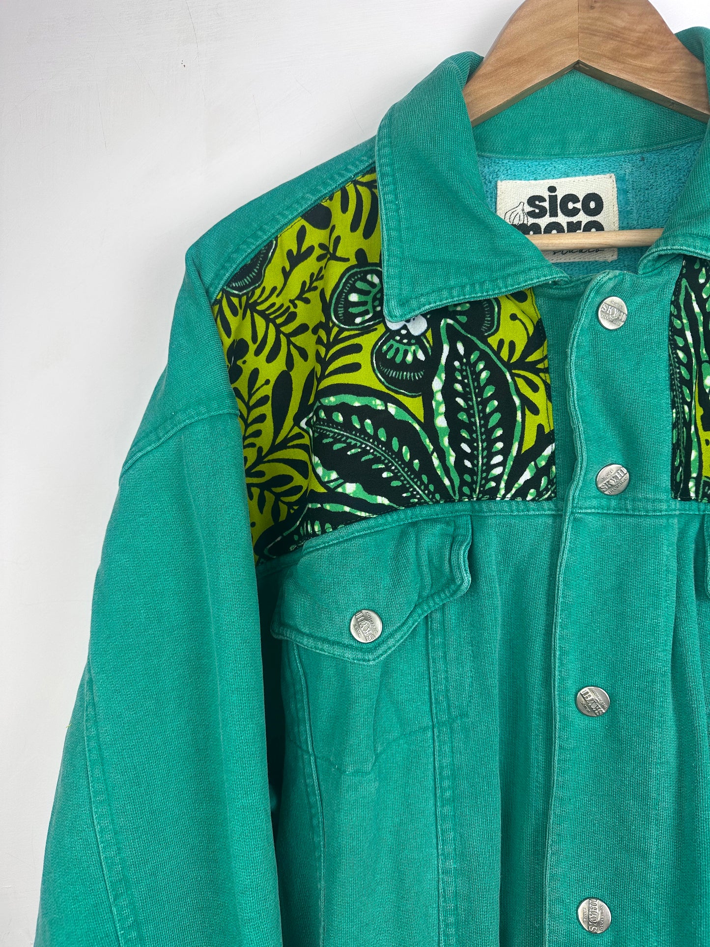 Green denim jacket - Lime Mandala
