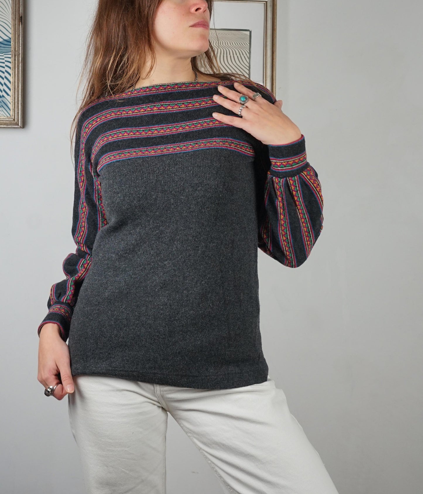 Maglia vintage sartoriale maniche a palloncino